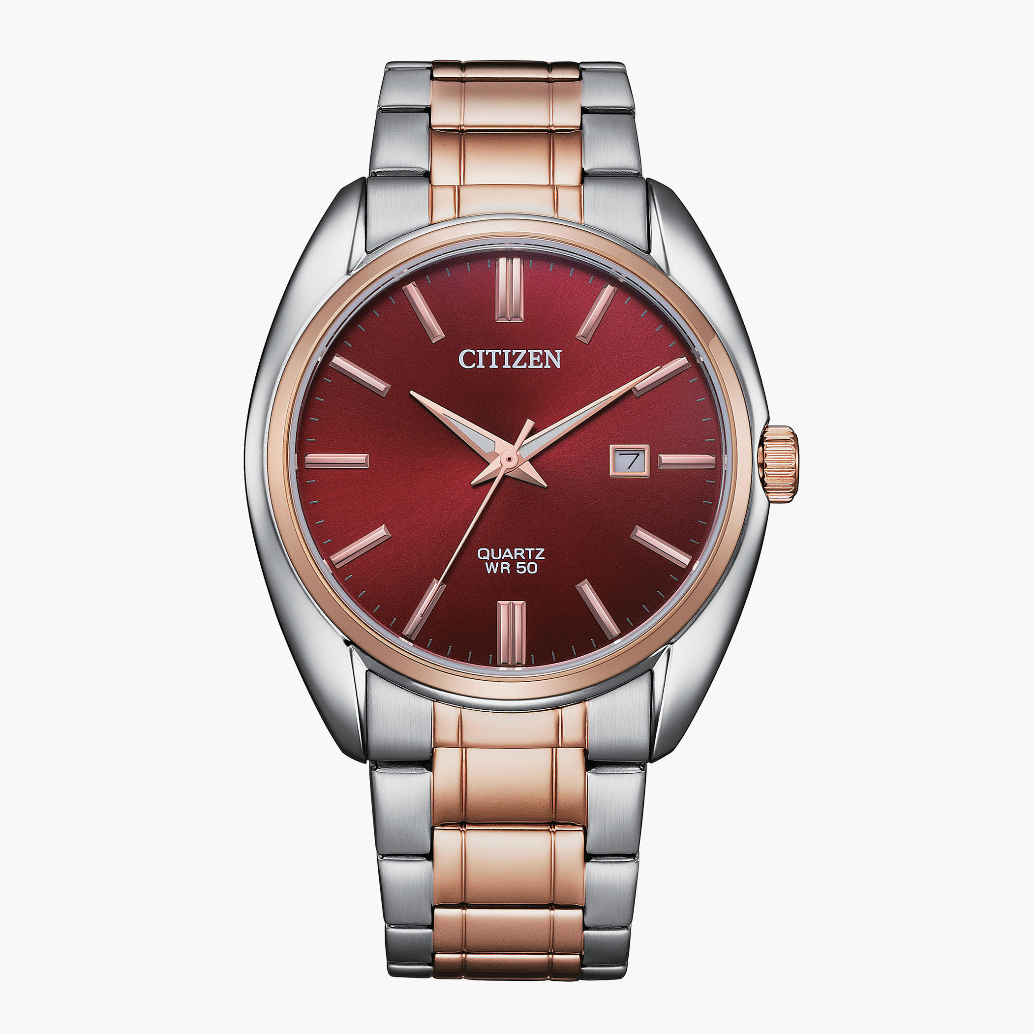 Citizen Quartz Men Black Dial Analog Watch with Silver & Rose Gold Strap - BI5104-57E | 52 MM-men-watchesandjewellery-watches-image-1