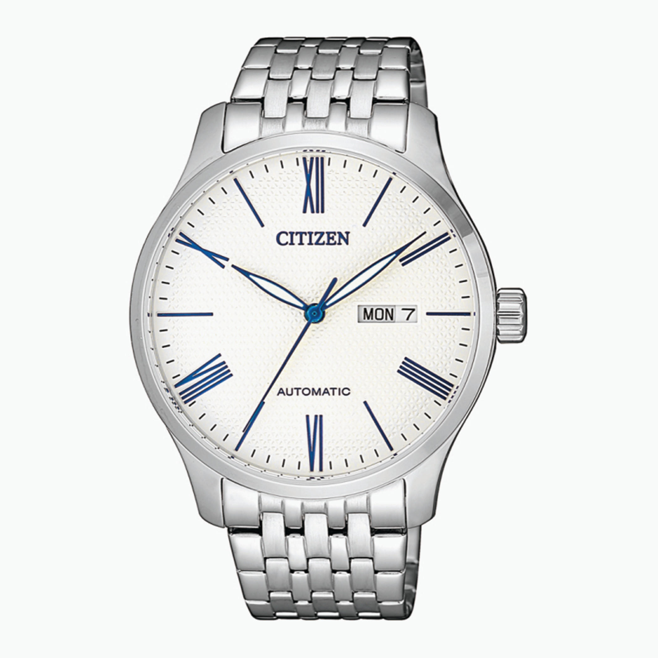 Citizen Mechanical Day & Date Men White Dial Analog Watch with Silver Strap - NH8350-59B | 40 MM-men-watchesandjewellery-watches-image-1