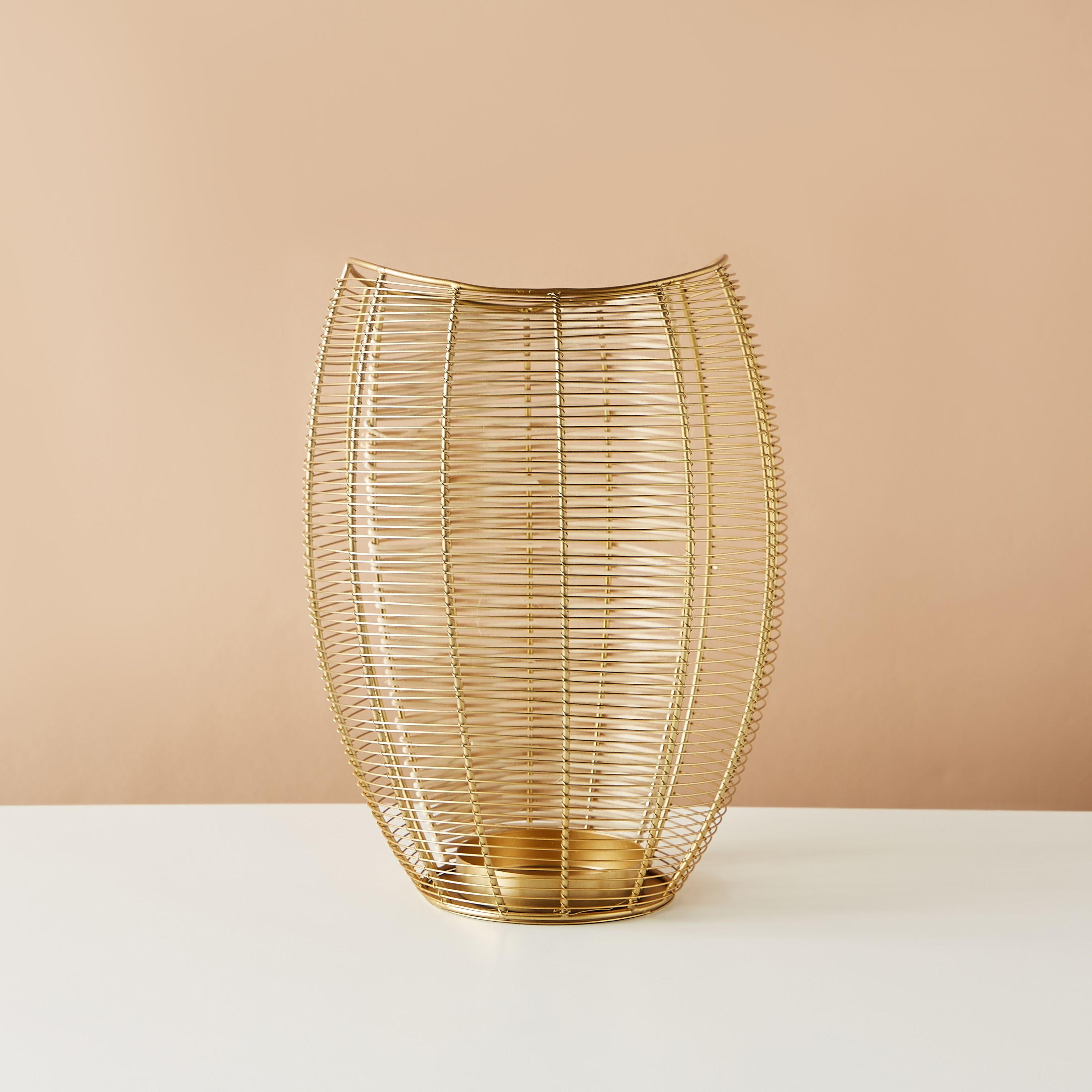 Metallic Pillar Candleholder - 23x18x40 cms-household-decor-candleholdersandlanterns-image-3