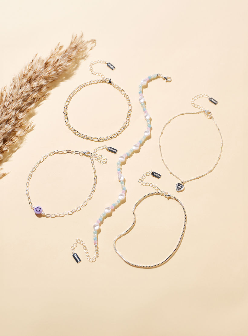Assorted Anklet with Lobster Clasp - Set of 5-women-watchesandjewellery-jewellery-anklets-image-1