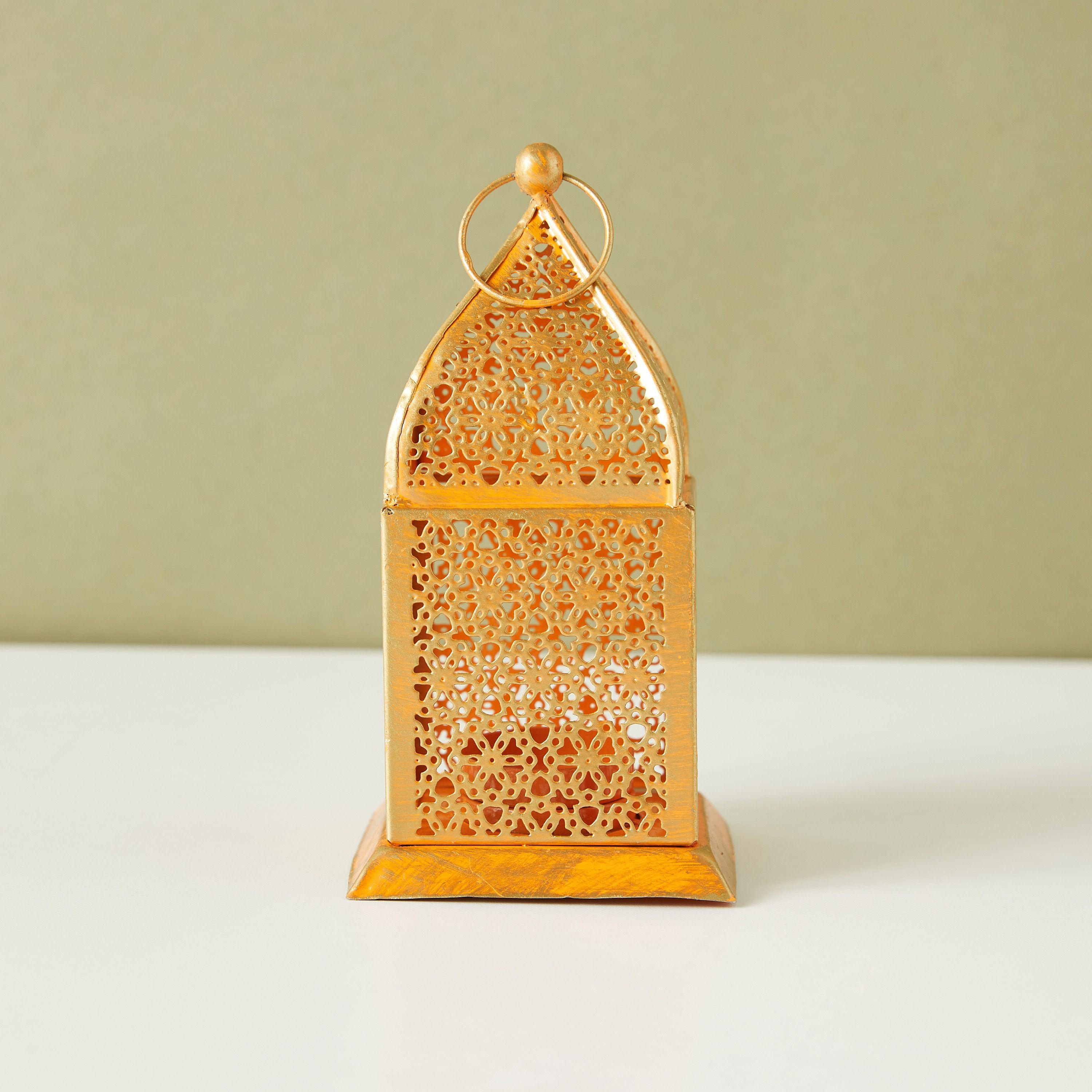 فانوس شموع صغيرة للديكور من الحديد بتفاصيل مفرغة - 16 سم-household-decor-candleholdersandlanterns-image-2