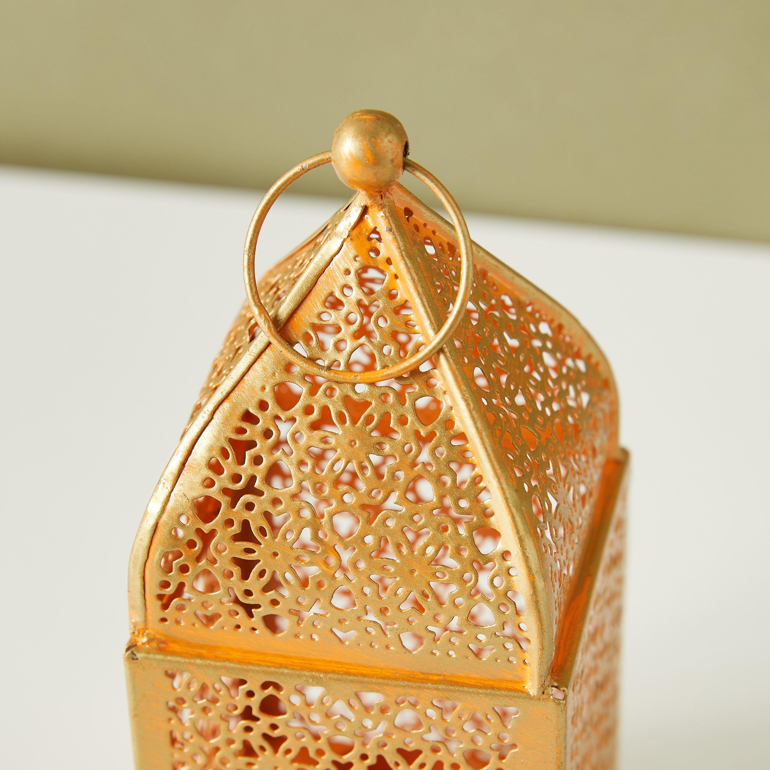 Cutwork Detail Iron Decorative Tealight Candle Lantern - 16 cms-household-decor-candleholdersandlanterns-image-4