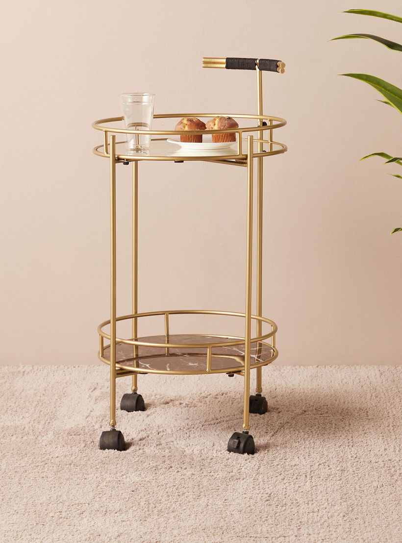 عربة ضيافة ميتاليك بطبقتين - 45x90 سم-furniture-diningroom-servingtrolleys-image-1