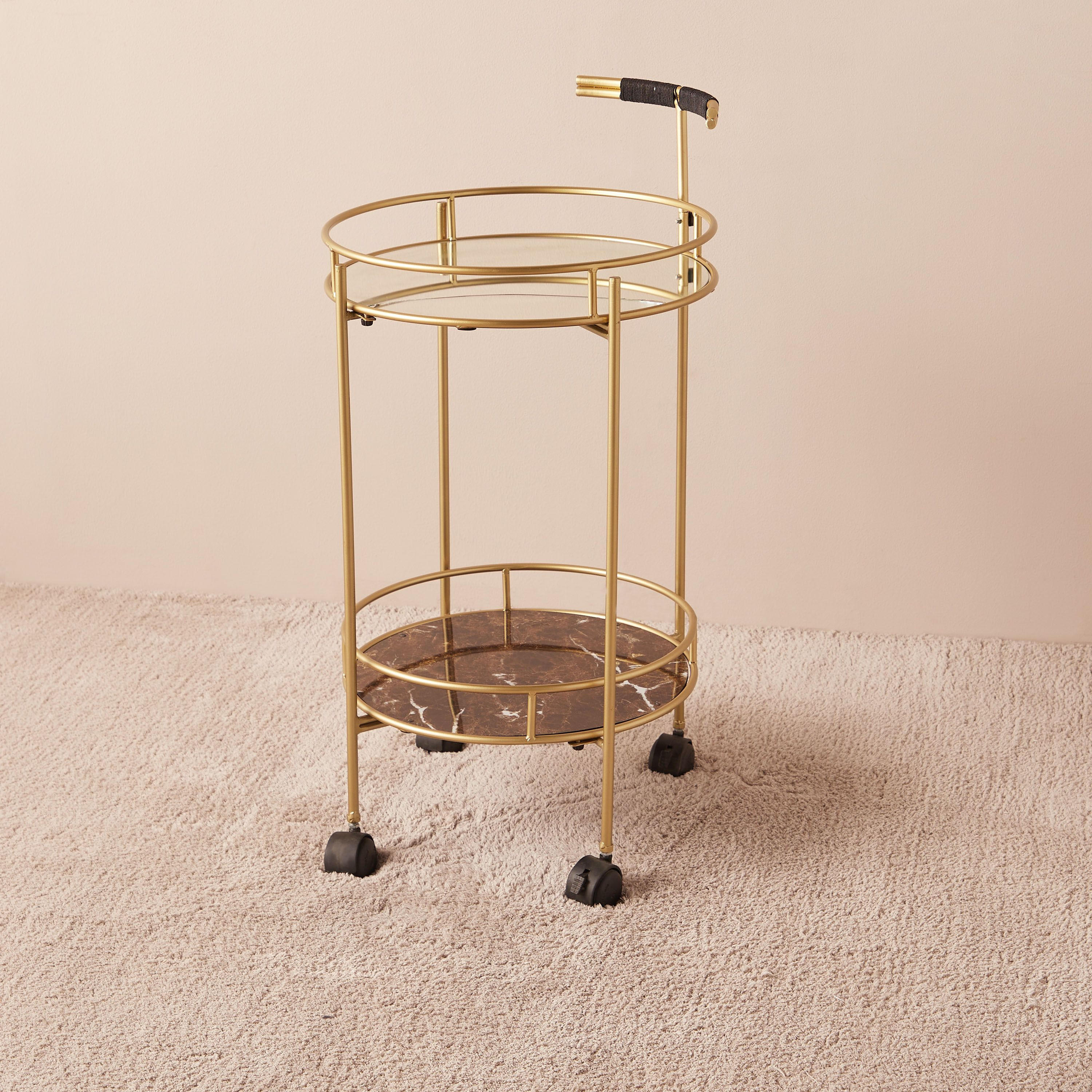 عربة ضيافة ميتاليك بطبقتين - 45x90 سم-furniture-diningroom-servingtrolleys-image-2