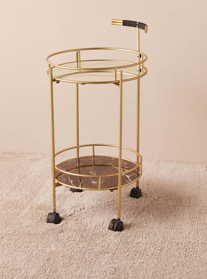 عربة ضيافة ميتاليك بطبقتين - 45x90 سم-furniture-diningroom-servingtrolleys-image-2