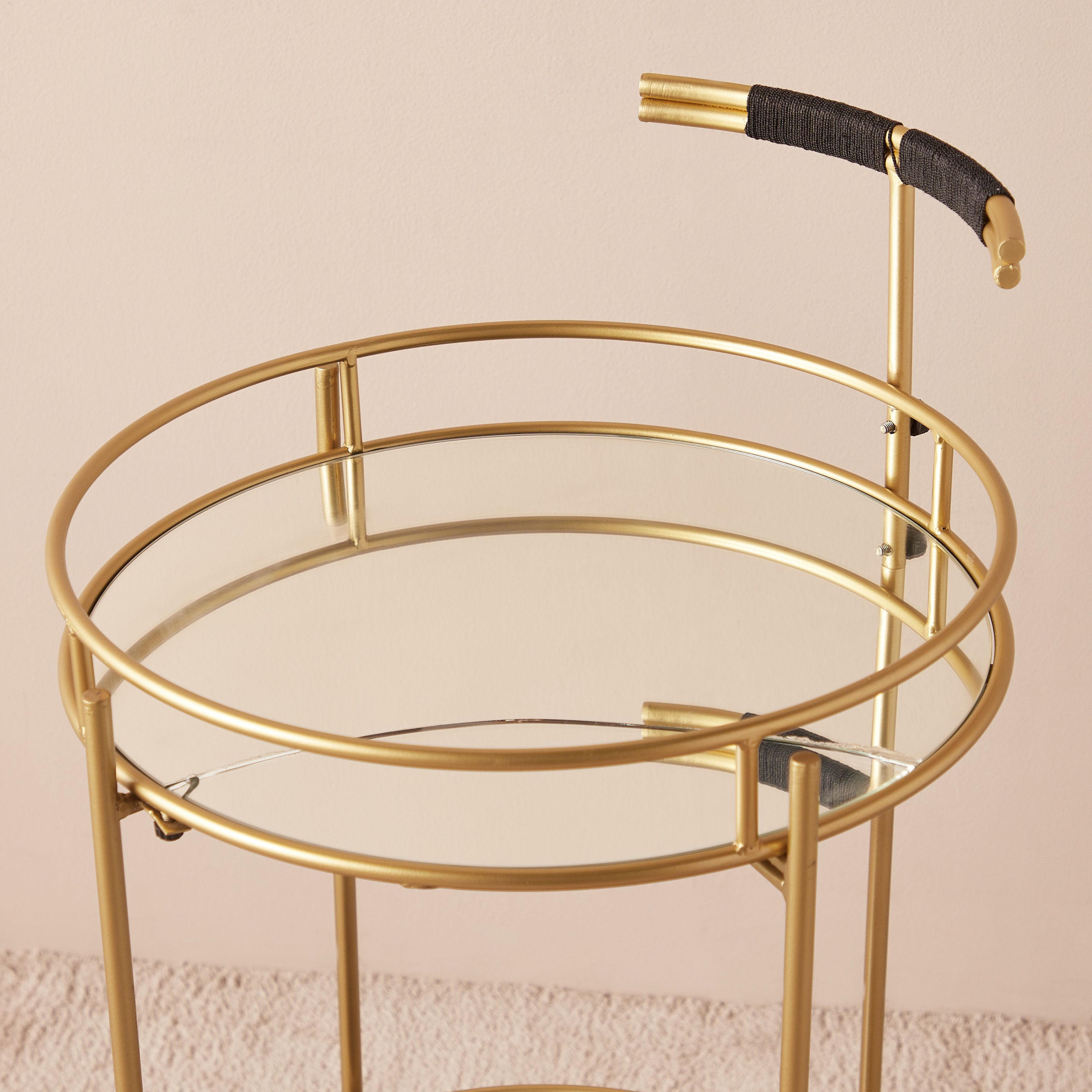 Metallic 2-Tier Serving Trolley - 45x90 cms-furniture-diningroom-servingtrolleys-image-3