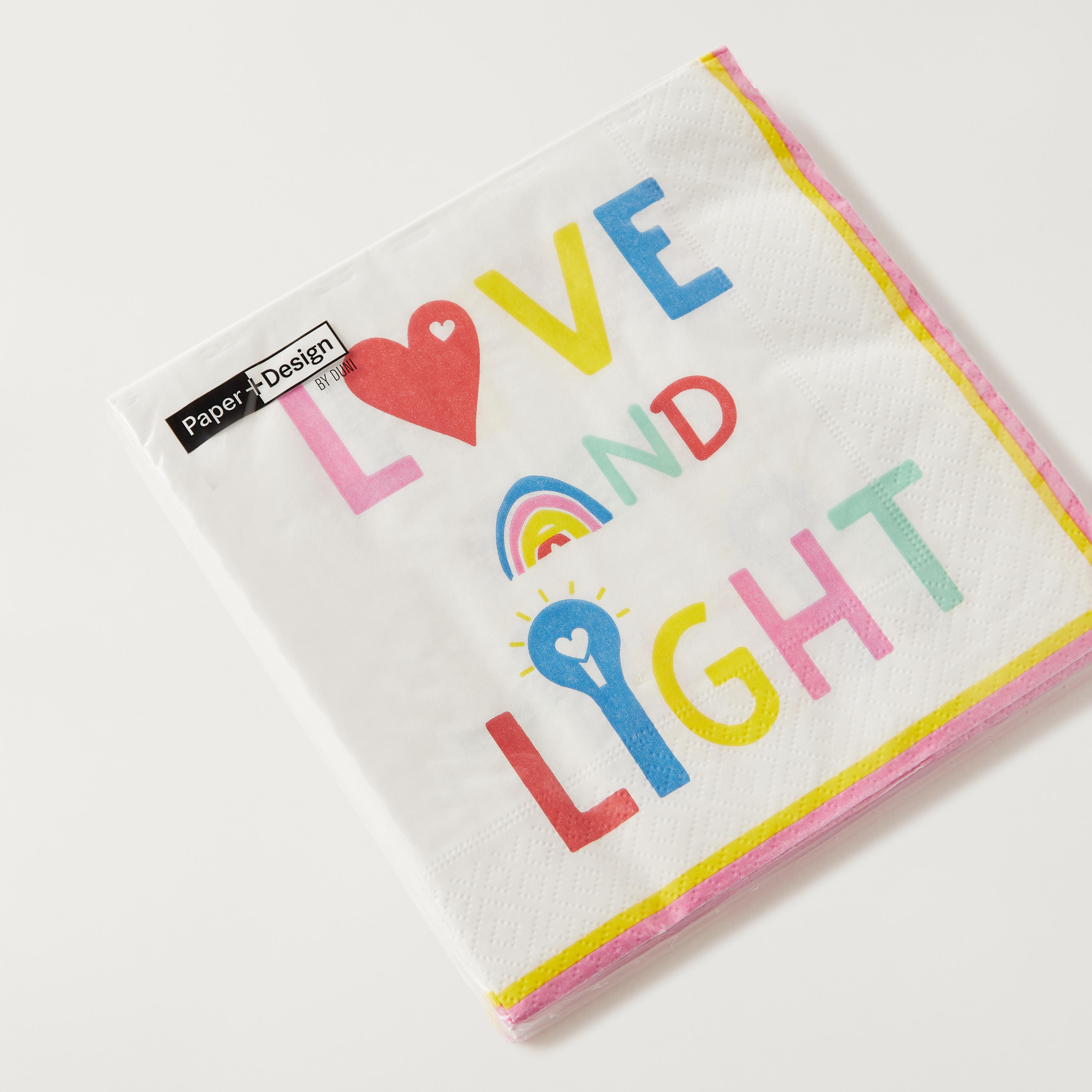 Love and Light Slogan Print 3-Ply Napkin Set-household-decor-decorativeobjectsandsculptures-image-2
