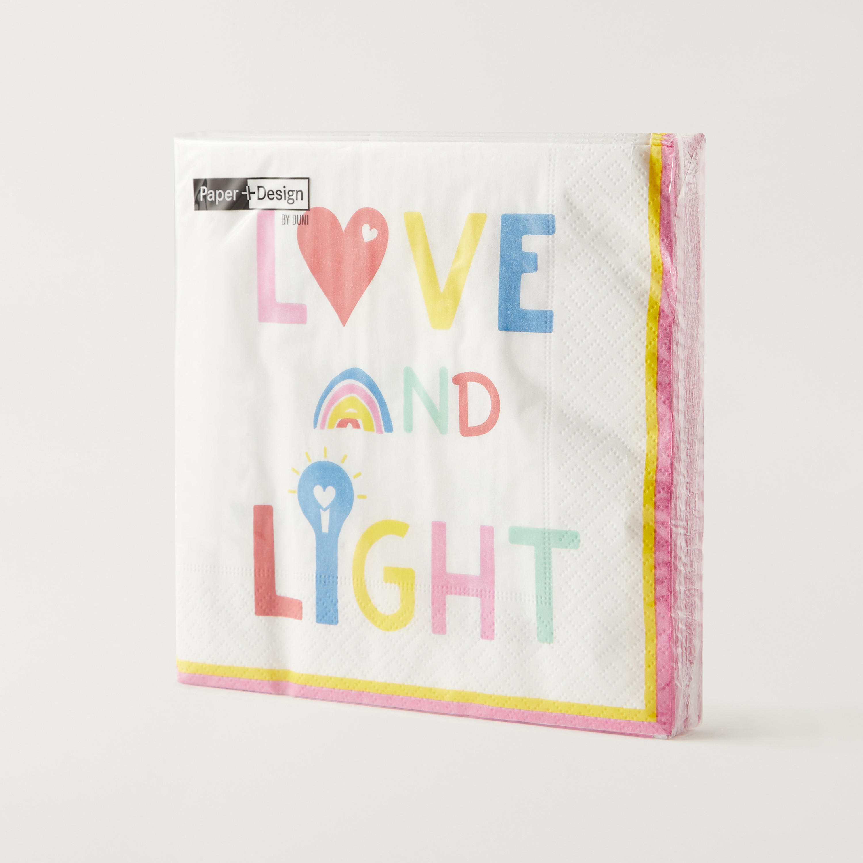 Love and Light Slogan Print 3-Ply Napkin Set-household-decor-decorativeobjectsandsculptures-image-3