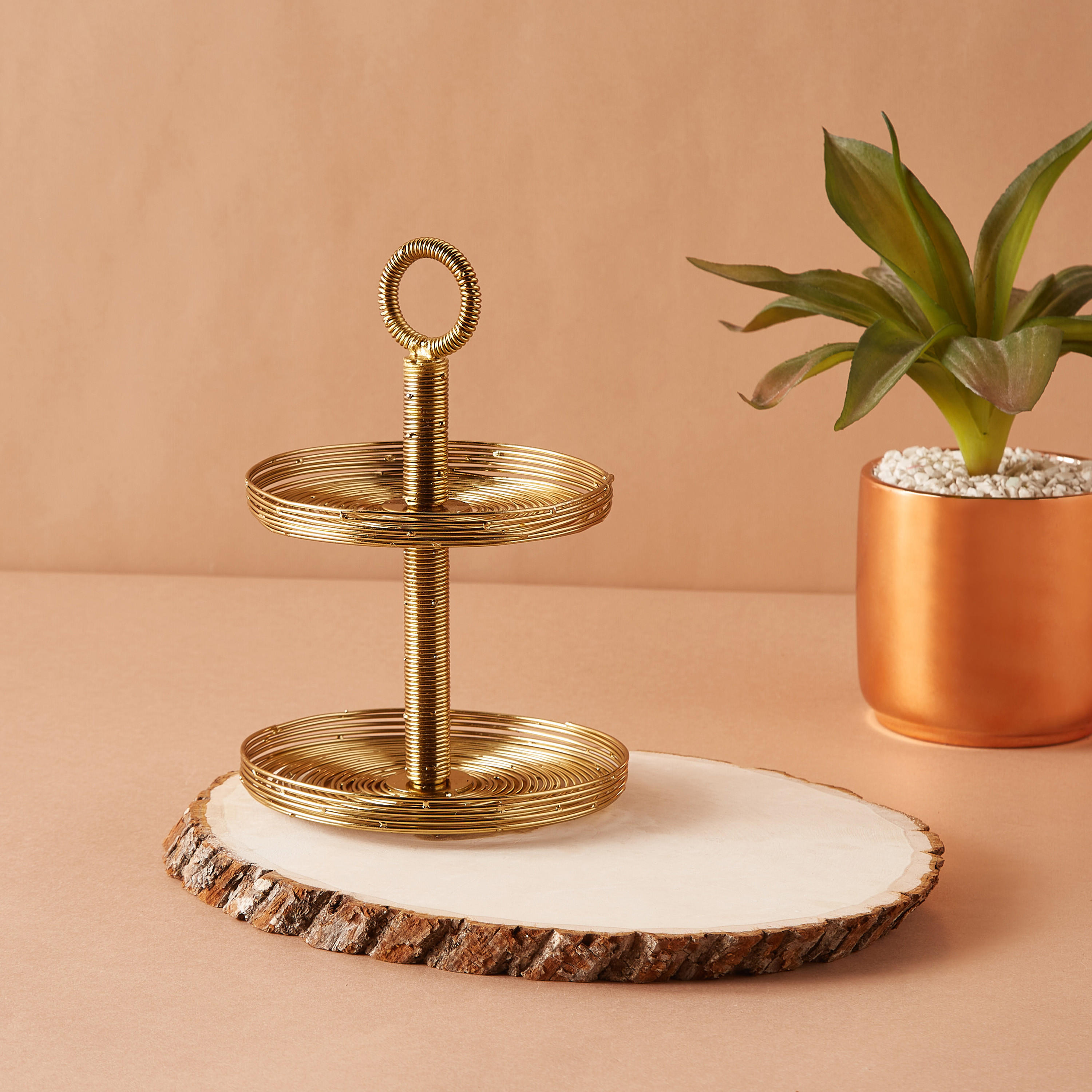 Metallic 2-Tier Decorative Cake Stand-household-dining-serveware-cakestands-image-1