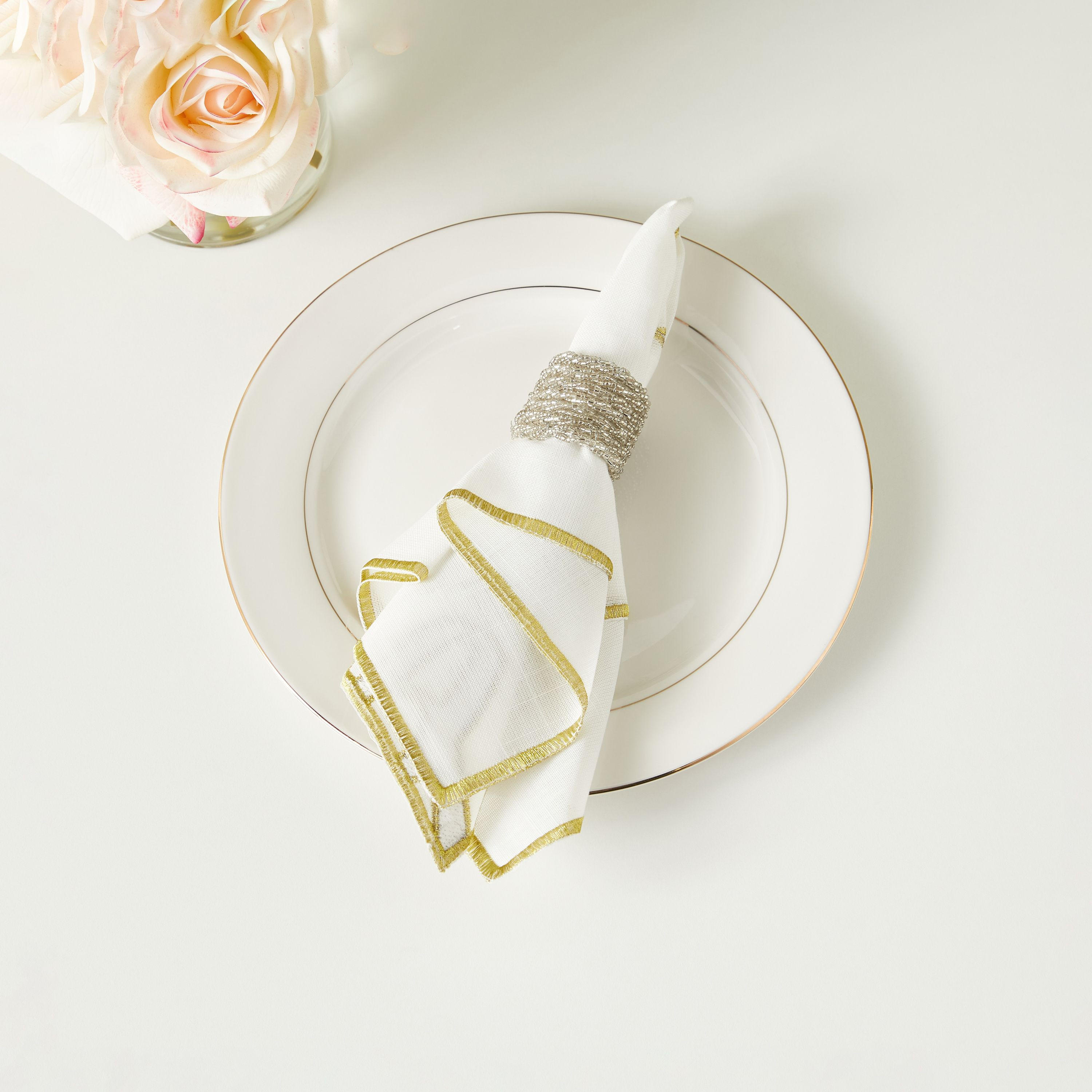 حلقات مناديل سفرة مزيّنة - طقم من 4 قطع-household-dining-tablelinen-napkinsandaccessories-image-1