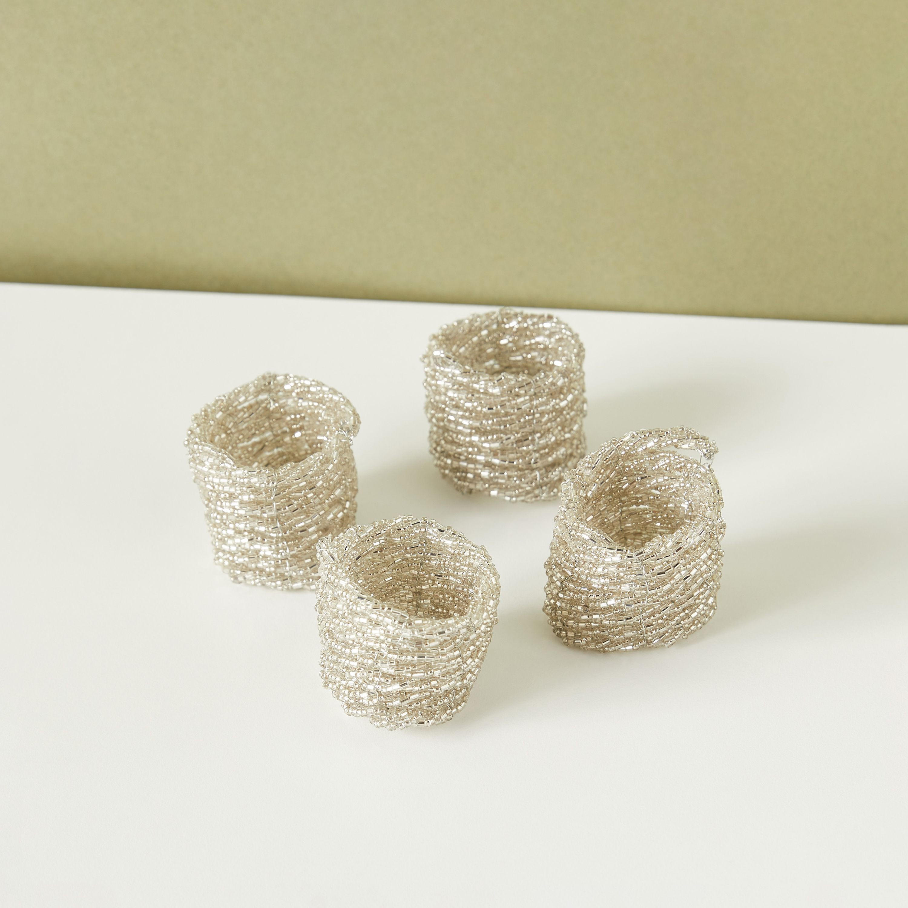 حلقات مناديل سفرة مزيّنة - طقم من 4 قطع-household-dining-tablelinen-napkinsandaccessories-image-3