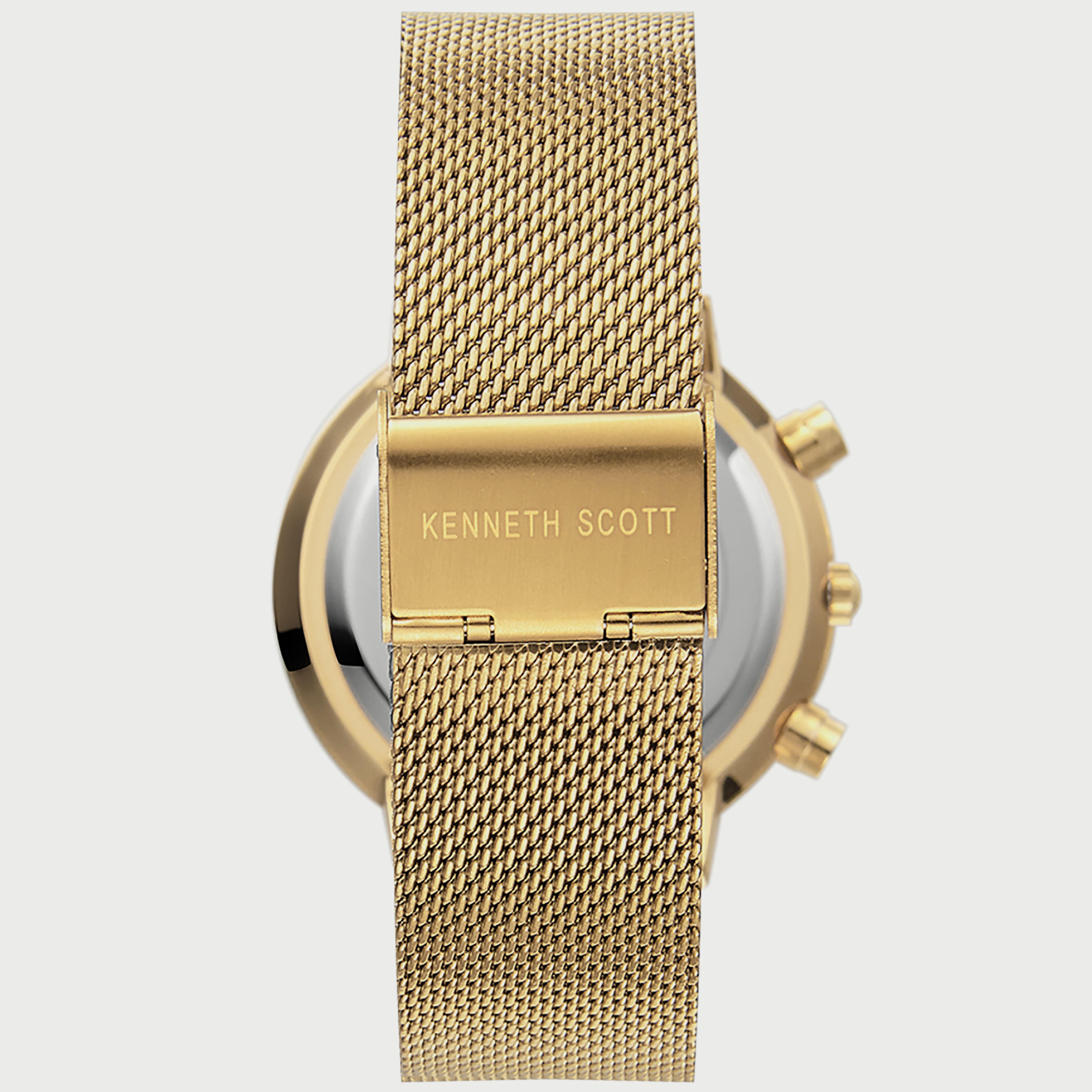 Kenneth Scott Men's Gold Chronograph Mesh Strap Watch K22133-GMGC | 41 MM-men-watchesandjewellery-watches-image-3