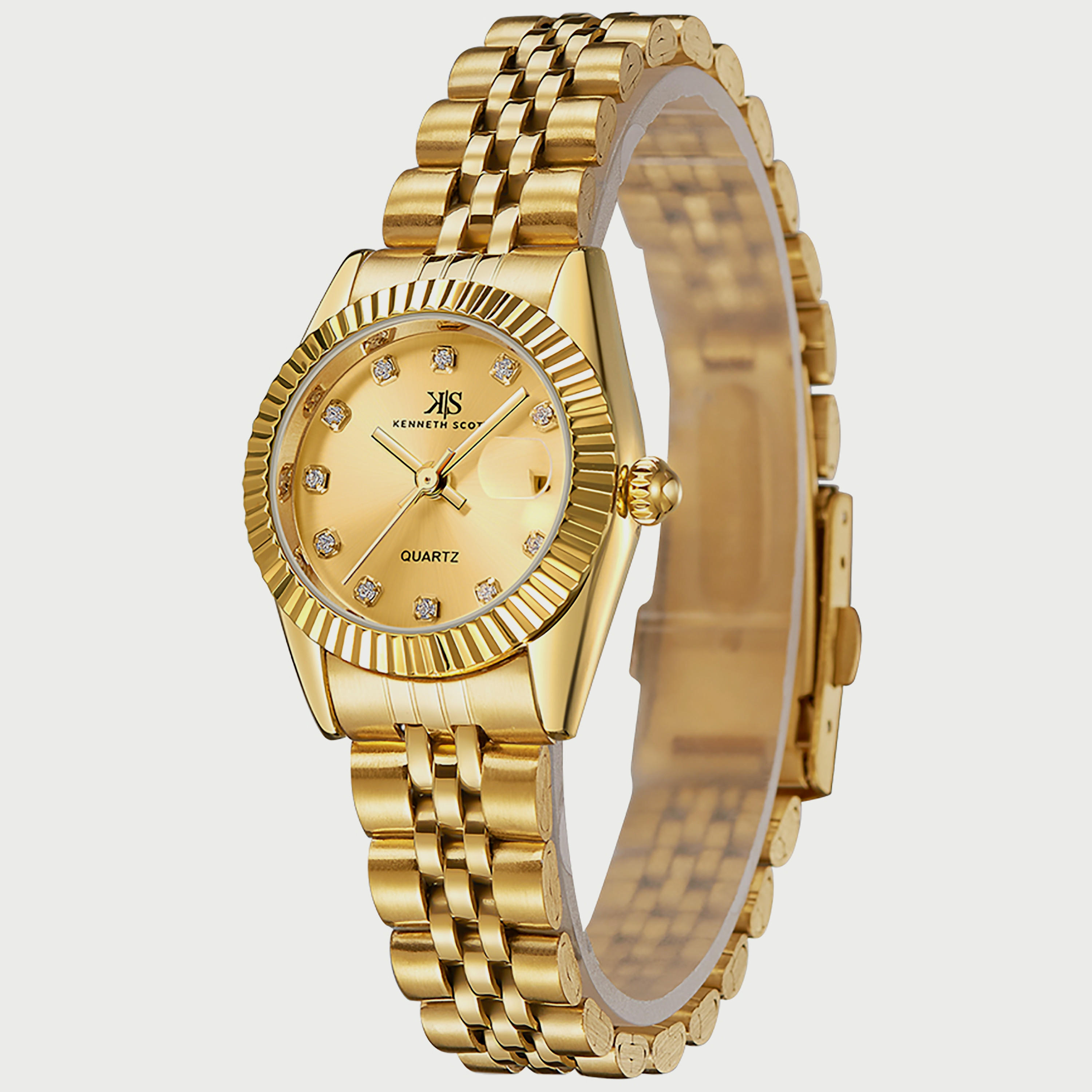 Kenneth Scott Women's Gold Analog Stainless Steel Strap Watch K22536-GBGC | 26 MM-women-watchesandjewellery-watches-image-2
