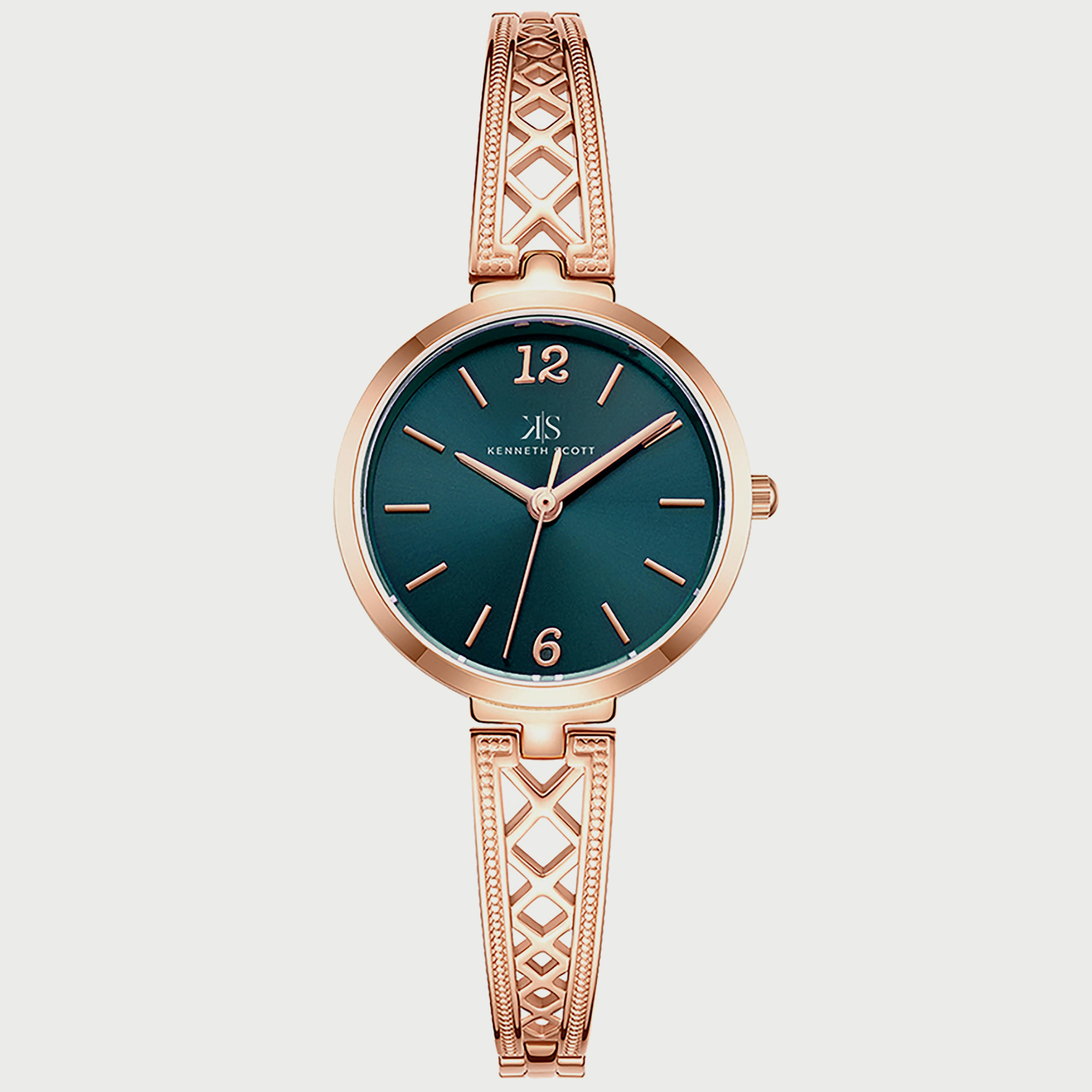 Kenneth Scott Women's Rose Gold Analog Alloy Strap Watch K22518-RBKH | 28 MM-women-watchesandjewellery-watches-image-1