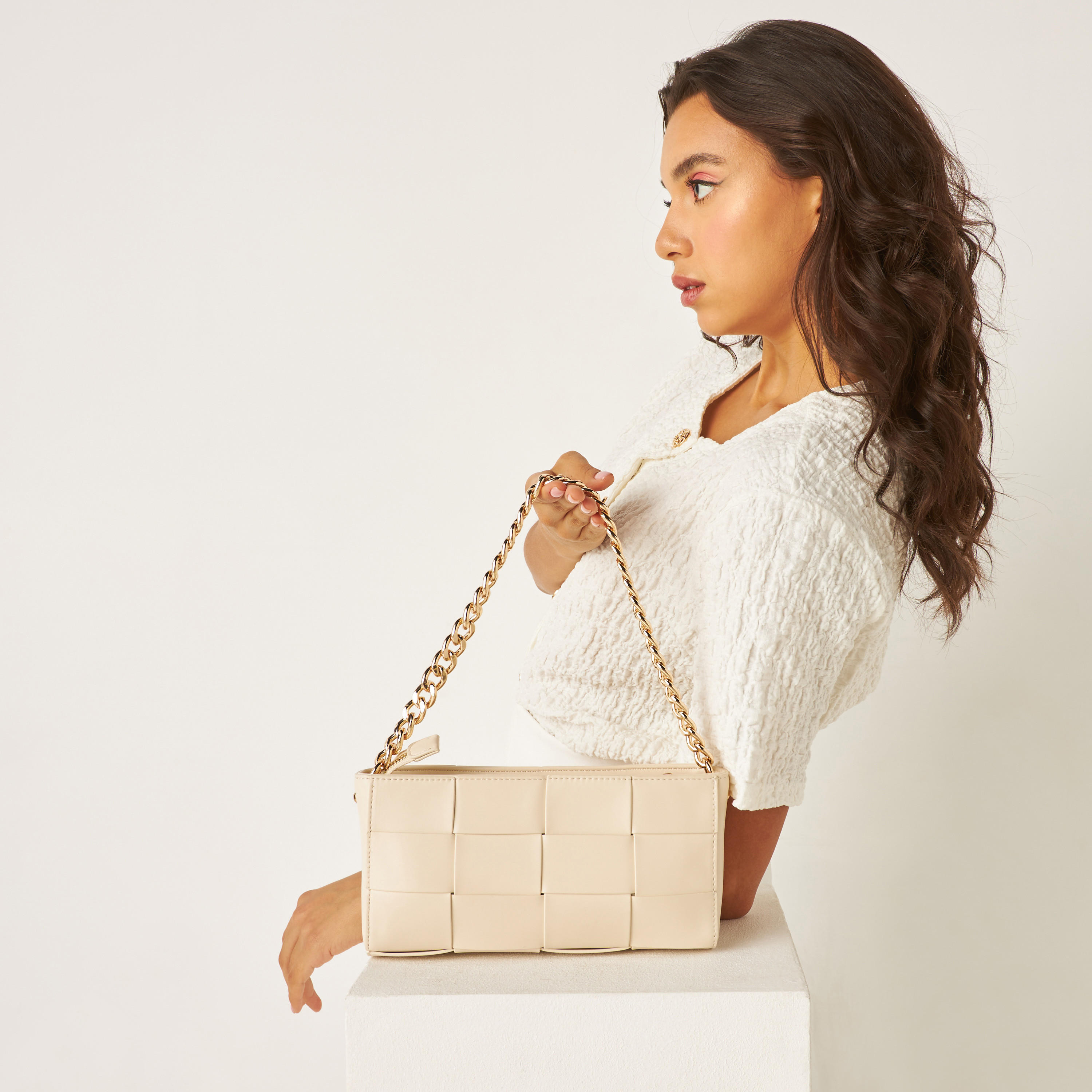 Celeste Weave Textured Shoulder Bag with Chain Strap-women-bagsandwallets-handbags-image-7