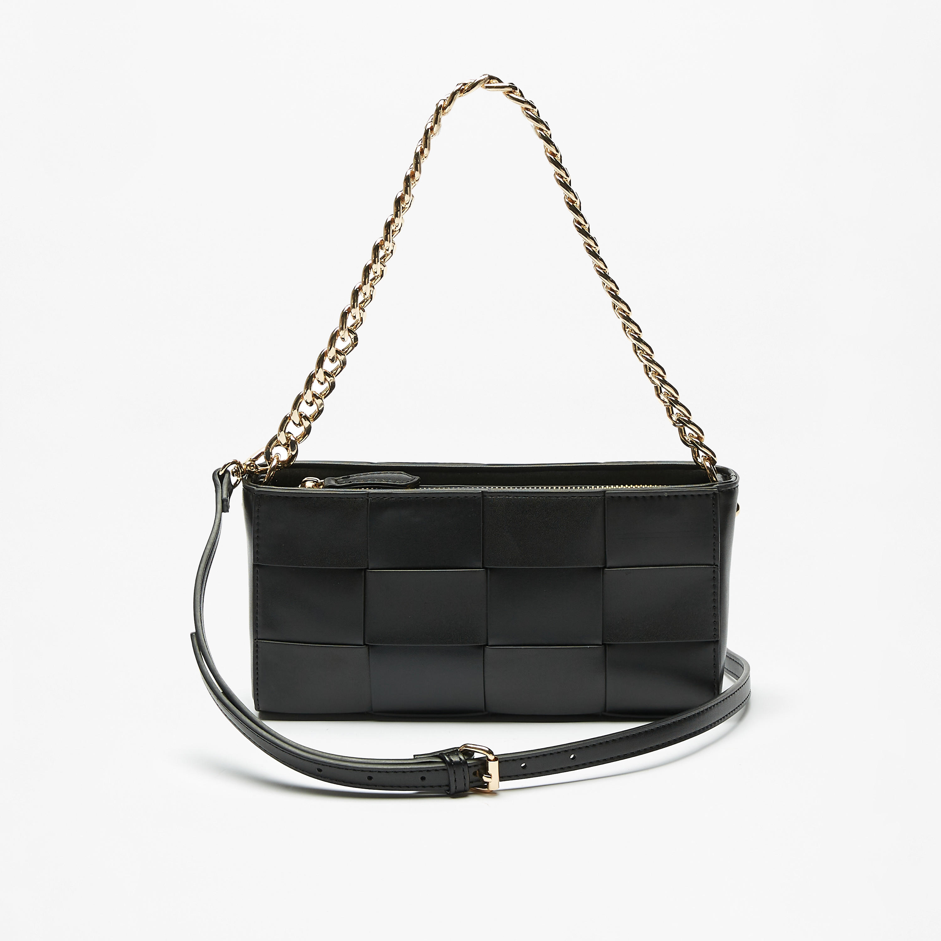 Celeste Weave Textured Shoulder Bag with Chain Strap-women-bagsandwallets-handbags-image-2
