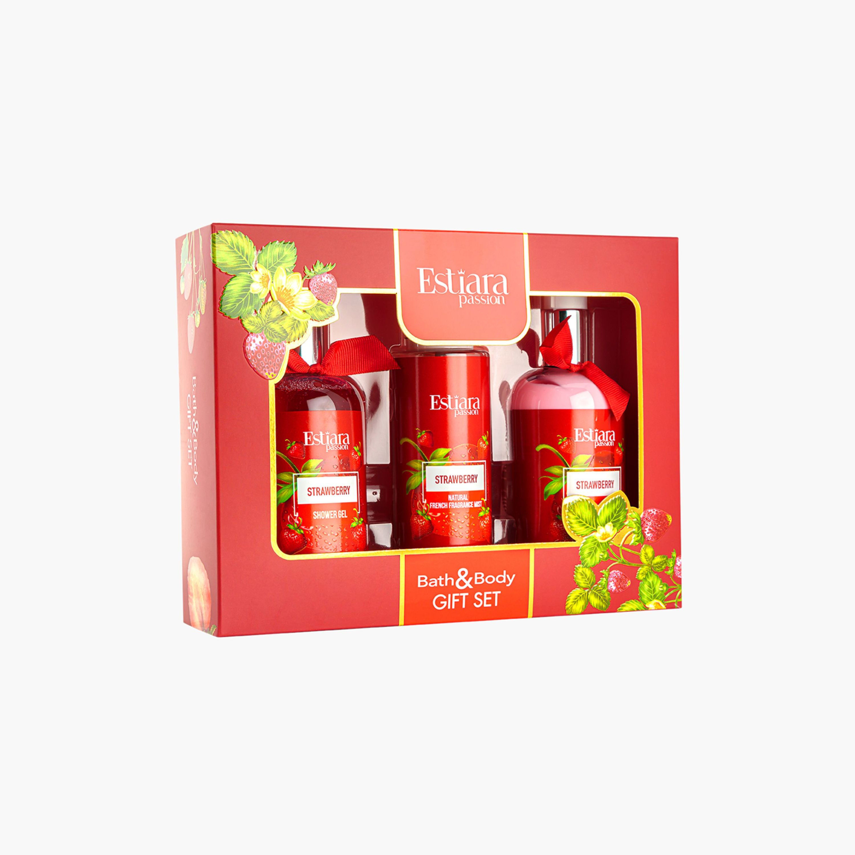 Estiara Passion 3-Piece Strawberry Bath and Body Gift Set-beautyandpersonalcare-bathandbody-giftsets-image-1