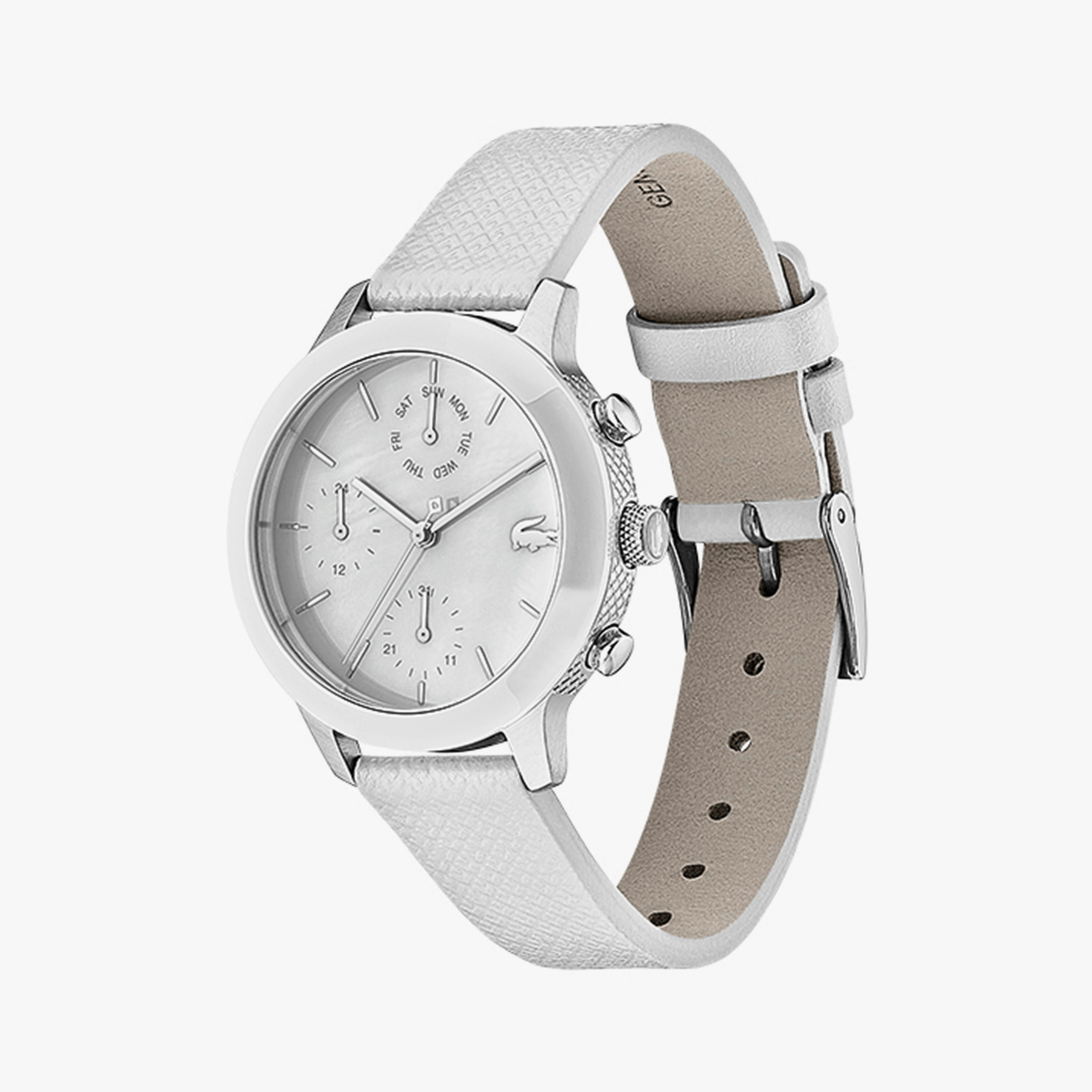 Lacoste Women's 36 MM White Chronograph Leather Strap Watch - 2001151-women-watchesandjewellery-watches-image-2