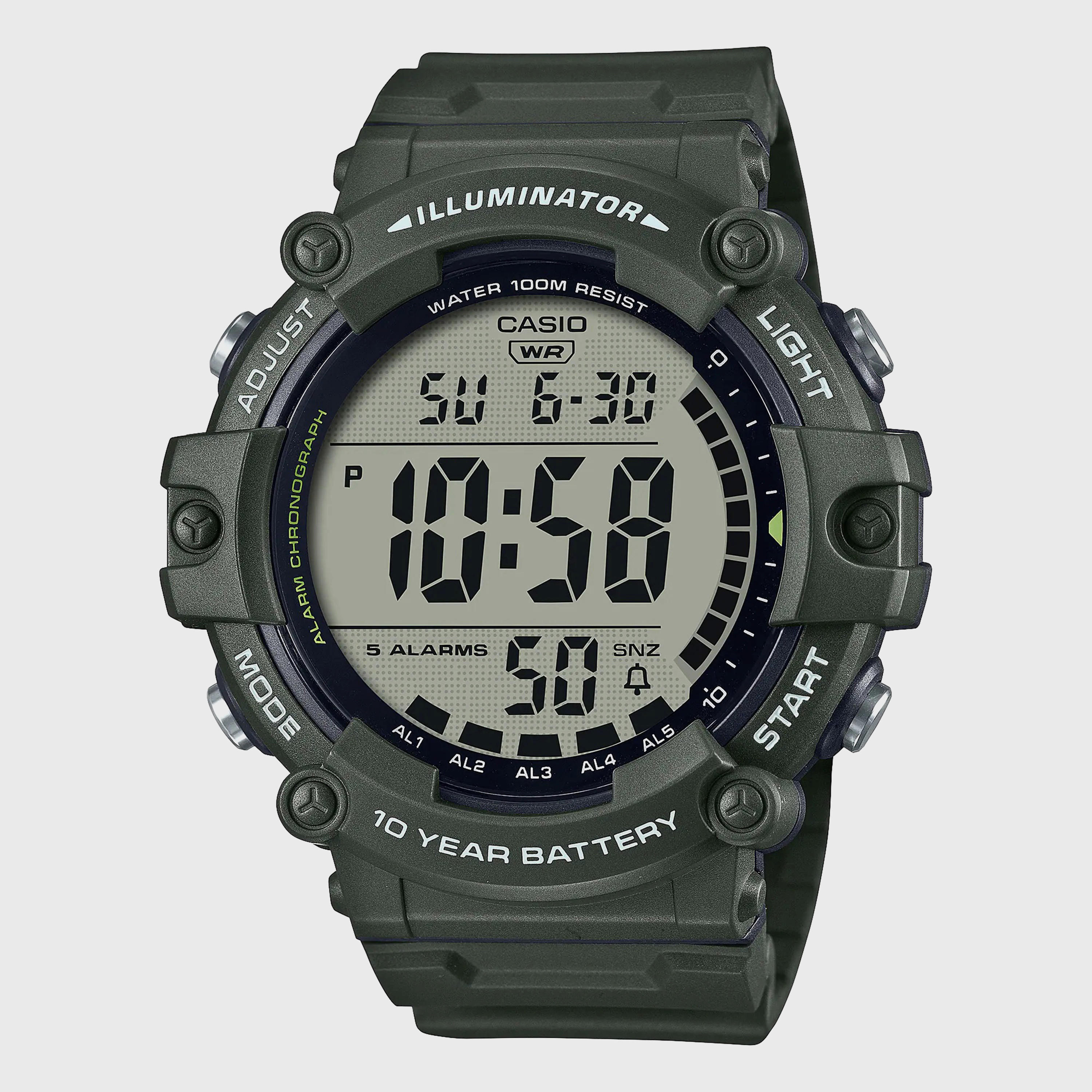 ساعة كاسيو للرجال "اخضر" رقمية بسوار راتنج "AE-1500WHX-3AVDF".-men-watchesandjewellery-watches-image-1
