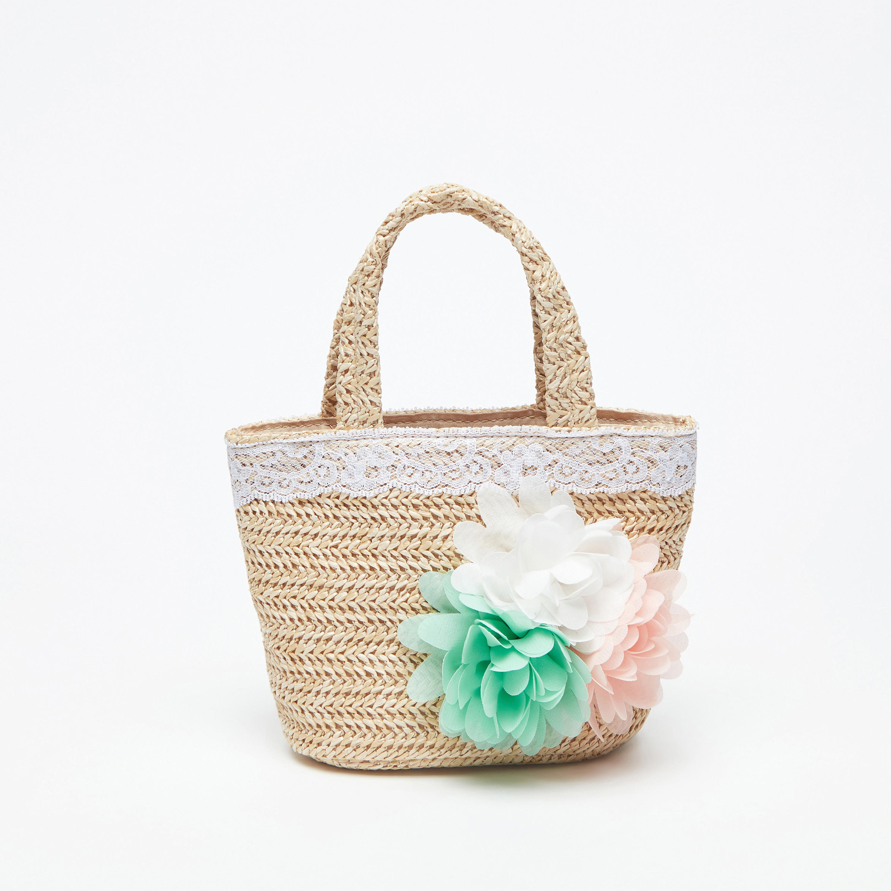 شنطة يد بمقابض مزدوجة وتزيينات أزهار من ليتل ميسي-girls-accessories-bags-image-1