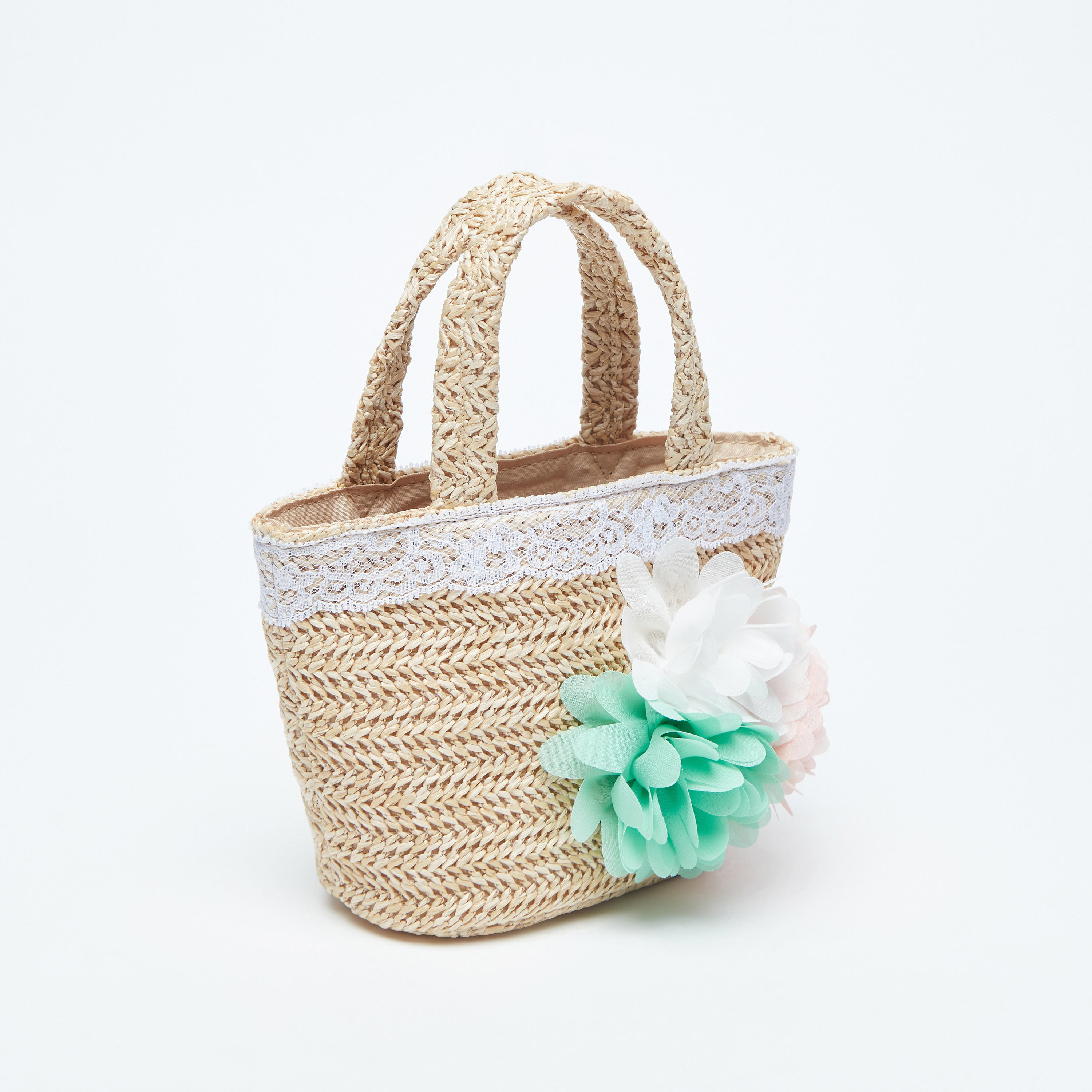 شنطة يد بمقابض مزدوجة وتزيينات أزهار من ليتل ميسي-girls-accessories-bags-image-2