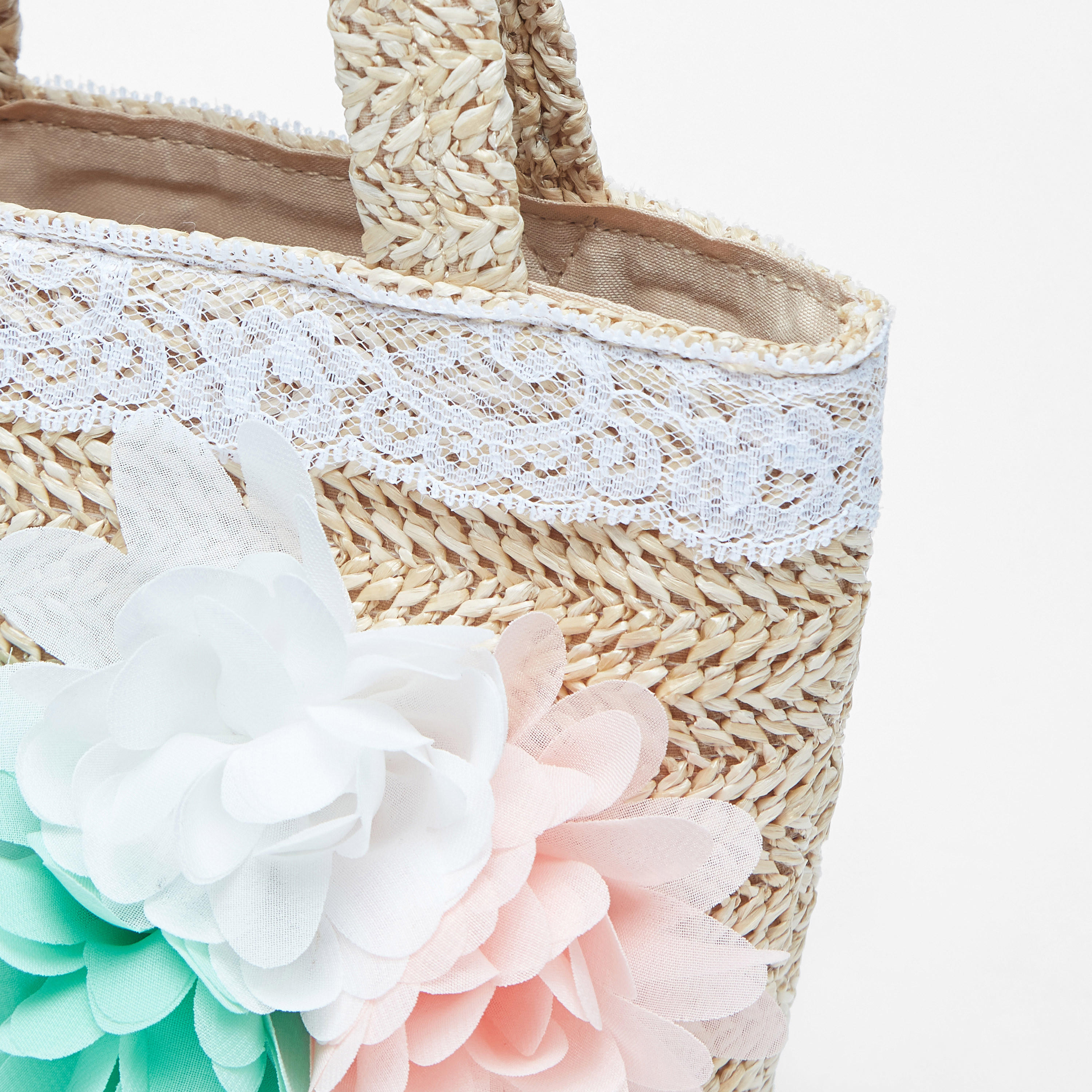 شنطة يد بمقابض مزدوجة وتزيينات أزهار من ليتل ميسي-girls-accessories-bags-image-3