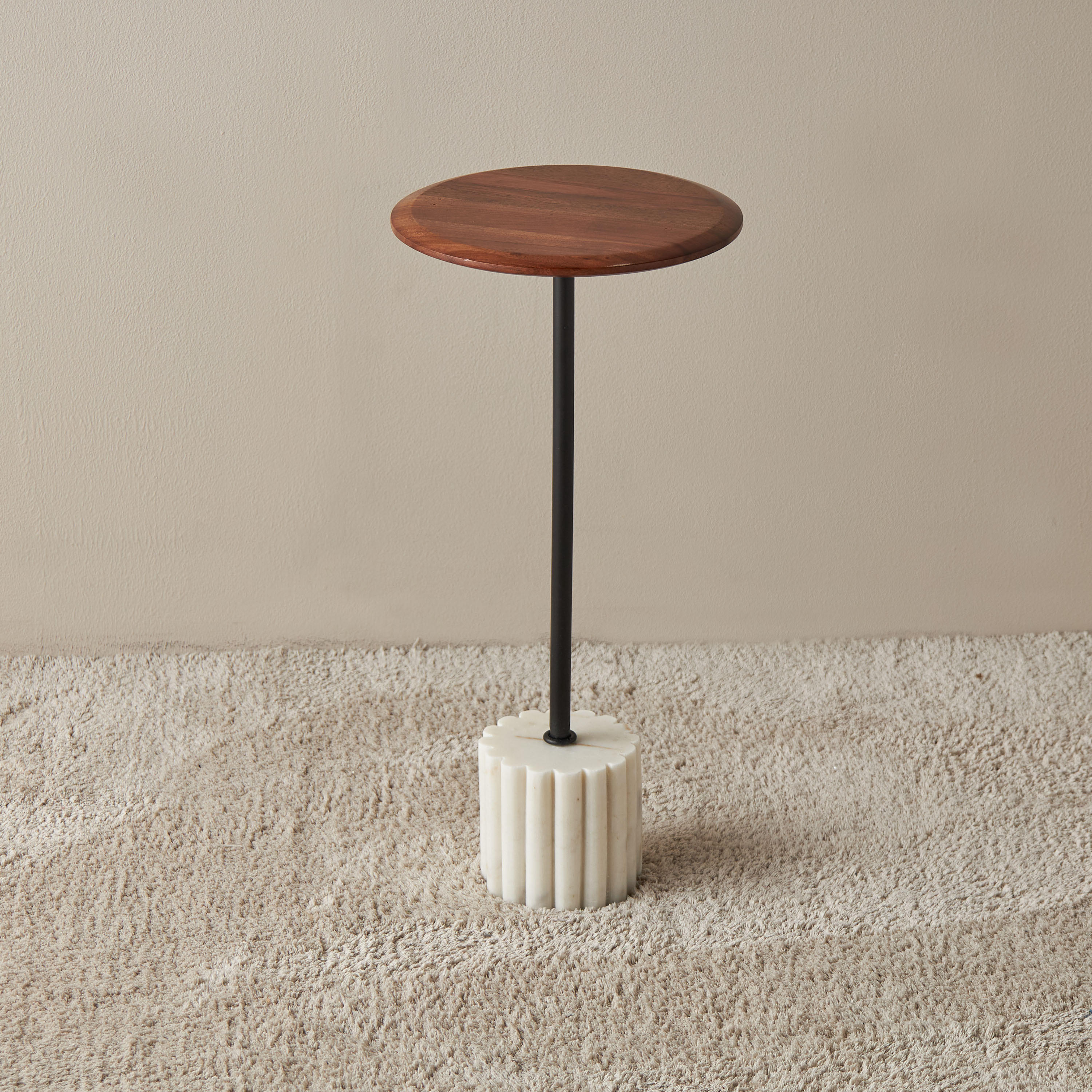 Wooden Round Top Accent Table - 26x55x26 cm-furniture-livingroom-sideandendtables-image-1