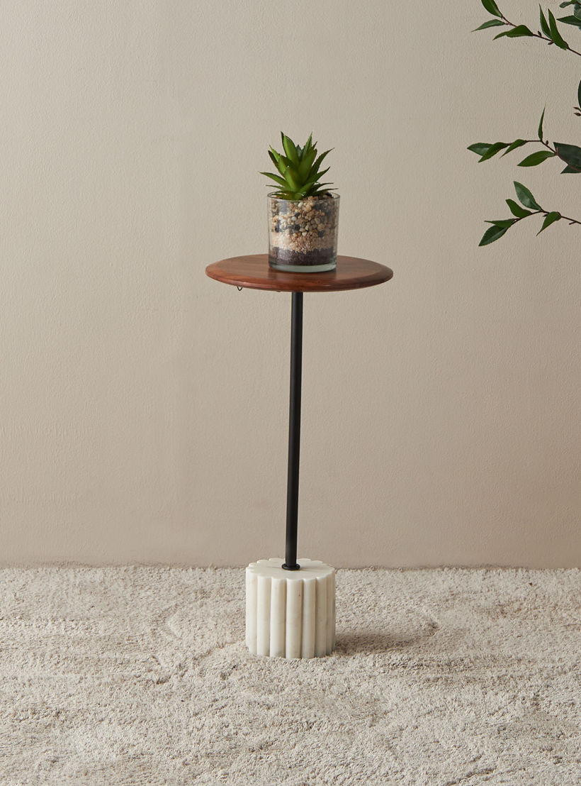 Wooden Round Top Accent Table - 26x55x26 cm-furniture-livingroom-sideandendtables-image-2