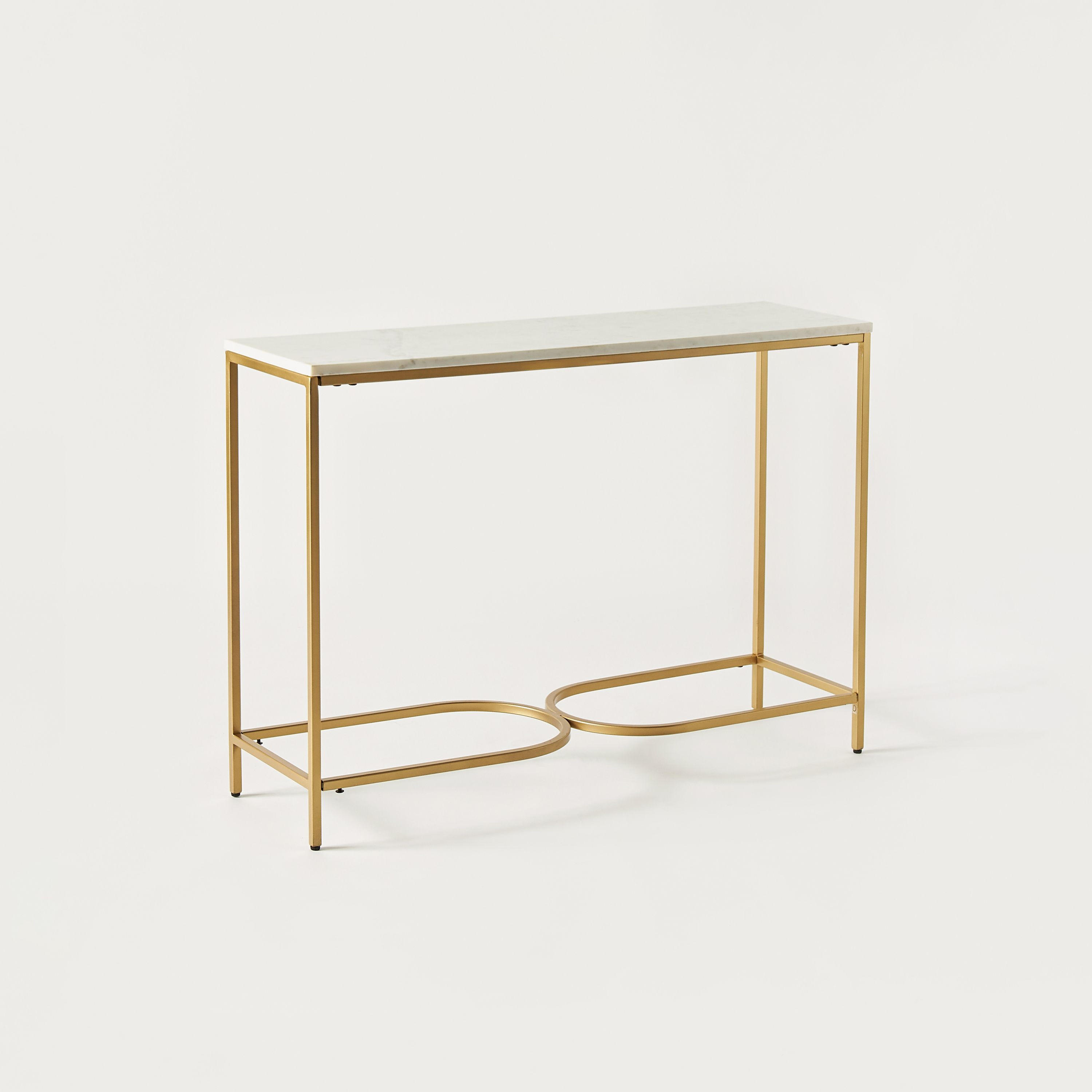 طاولة كونسول بسطح رخام - 30x70x98 سم-furniture-livingroom-consoletablesandmirrors-image-1