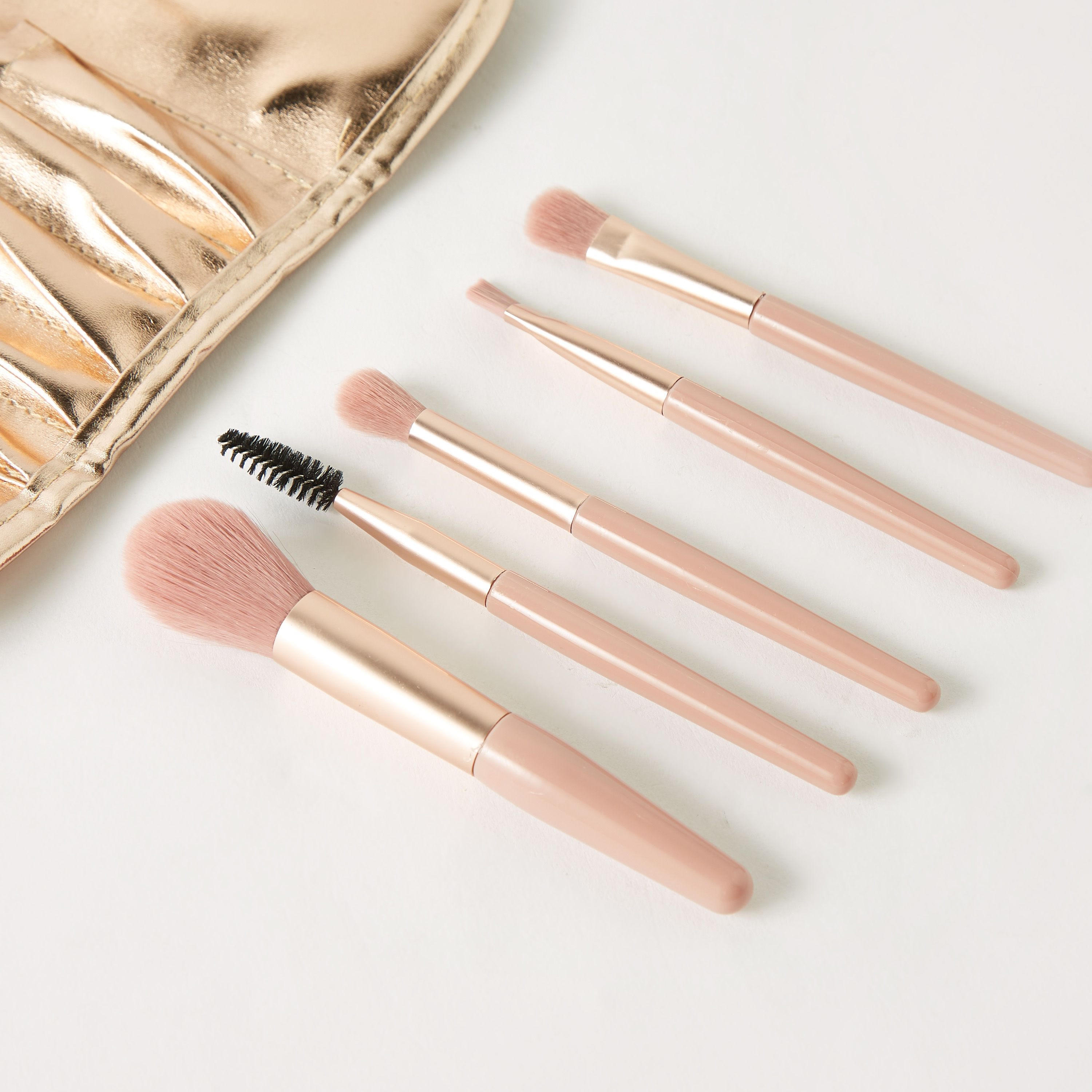طقم فرشات مكياج 5 قطع مع شنطة صغيرة من جلوو-beautyandpersonalcare-makeup-brushesandaccessories-brushes-image-2