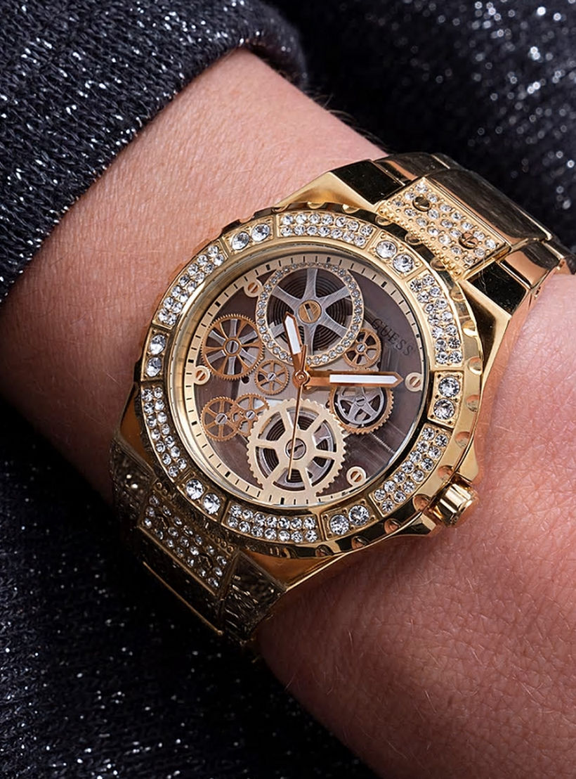 Guess Women's Gold Automatic Stainless Steel Strap Watch GW0302L2 | 39 MM-women-watchesandjewellery-watches-image-4