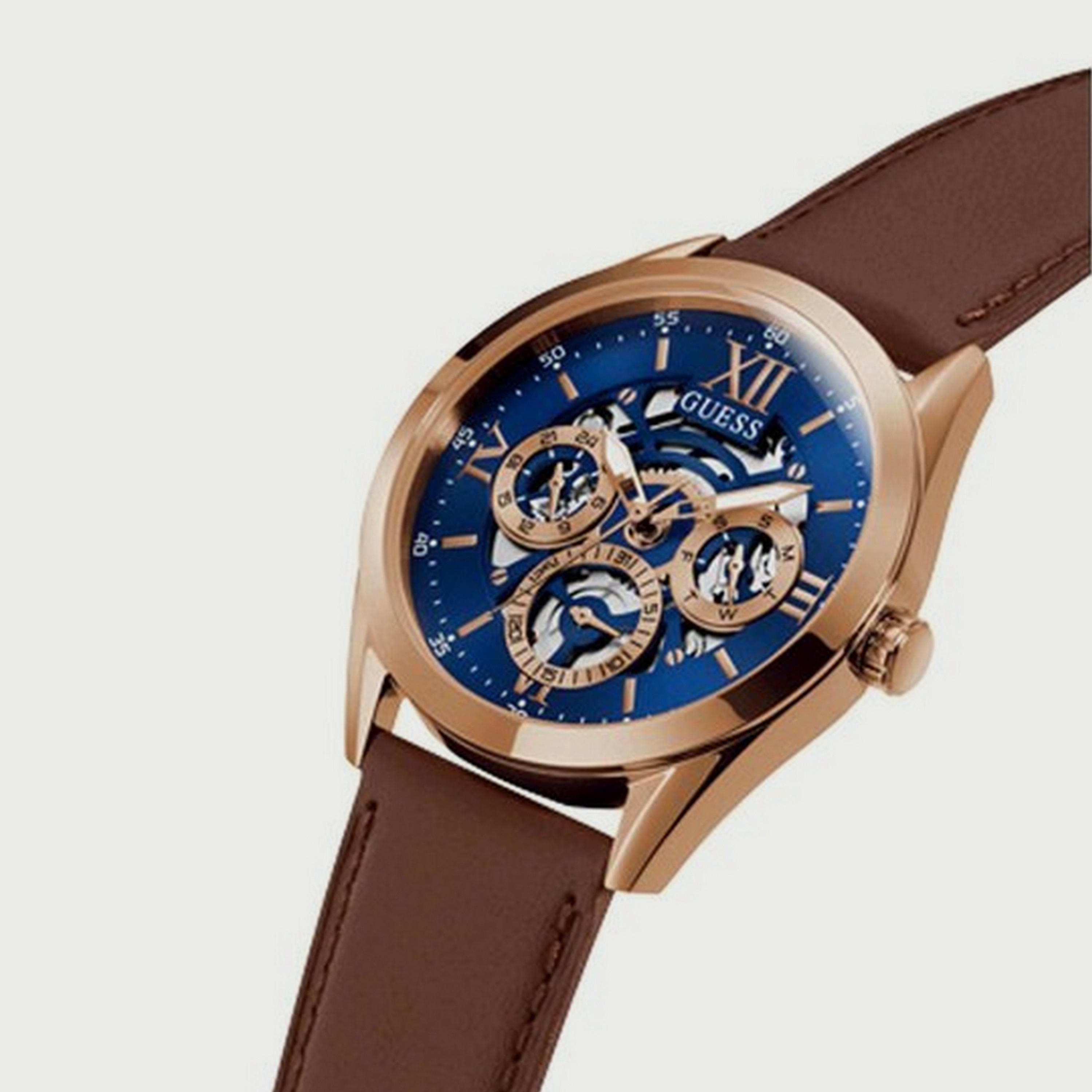 Guess Men's Brown Chronograph Leather Strap Watch - GW0389G3-men-watchesandjewellery-watches-image-3