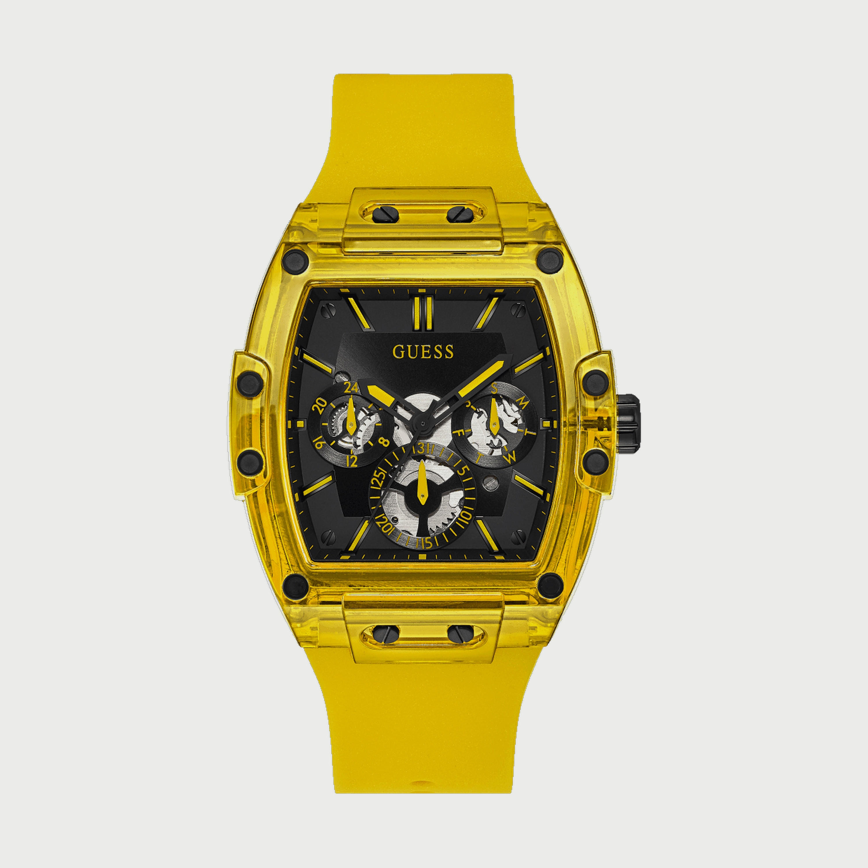 Guess Men's Yellow Chronograph Silicone Strap Watch - GW0203G6 | 43 MM-men-watchesandjewellery-watches-image-1
