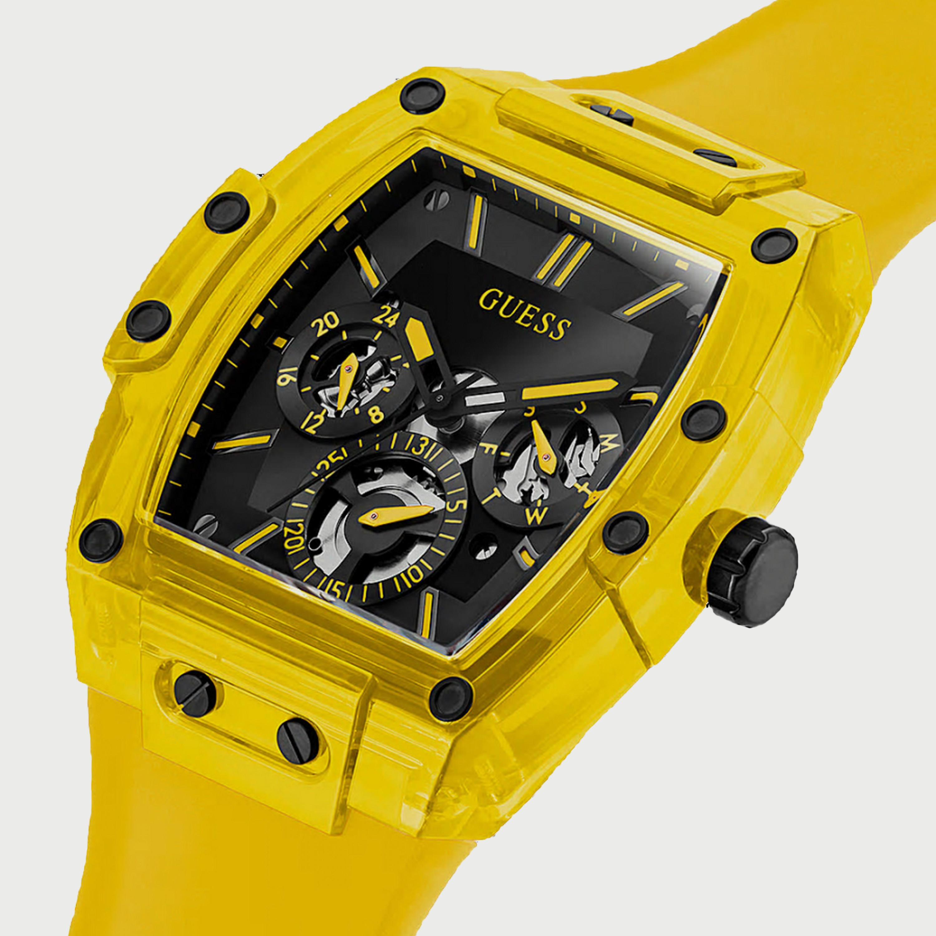 Guess Men's Yellow Chronograph Silicone Strap Watch - GW0203G6 | 43 MM-men-watchesandjewellery-watches-image-2