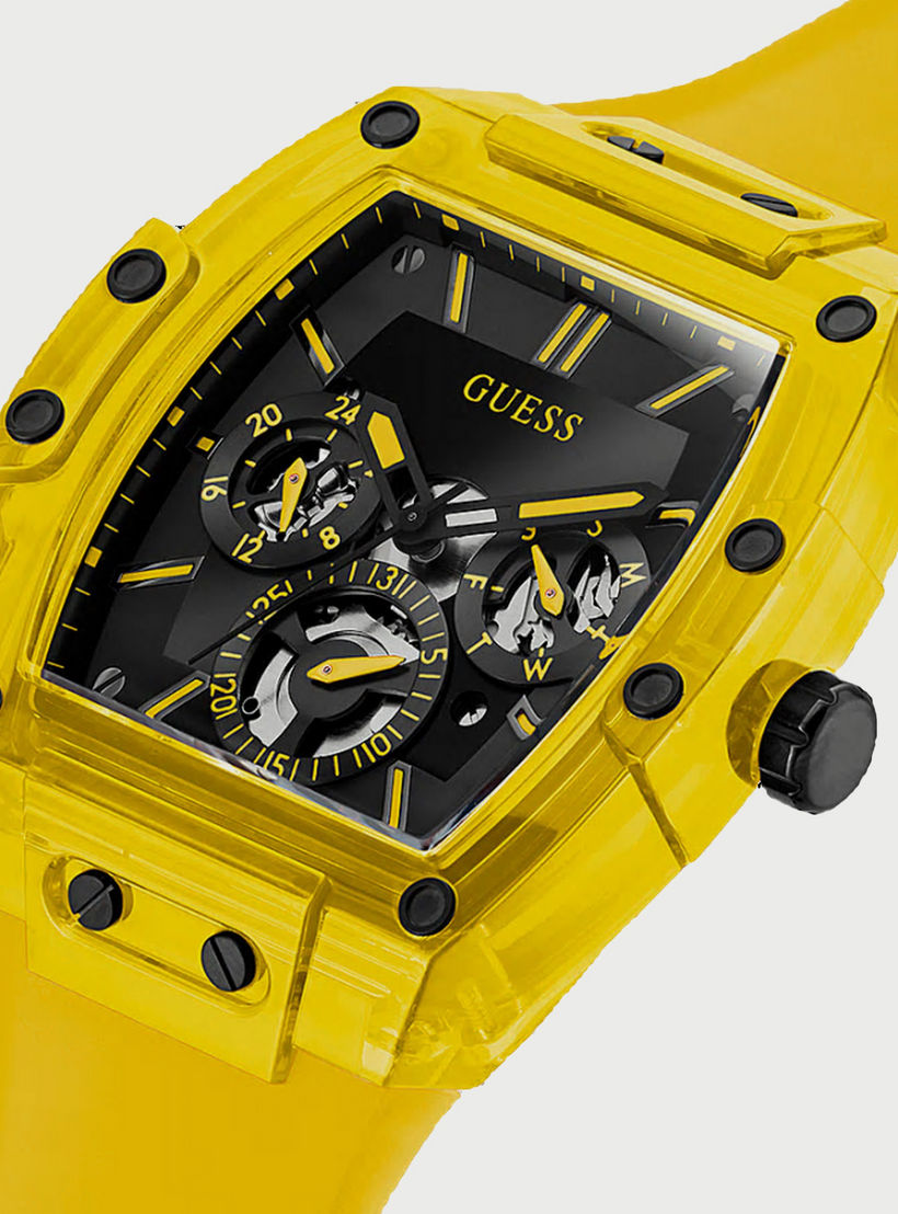 Guess Men's Yellow Chronograph Silicone Strap Watch - GW0203G6 | 43 MM-men-watchesandjewellery-watches-image-2