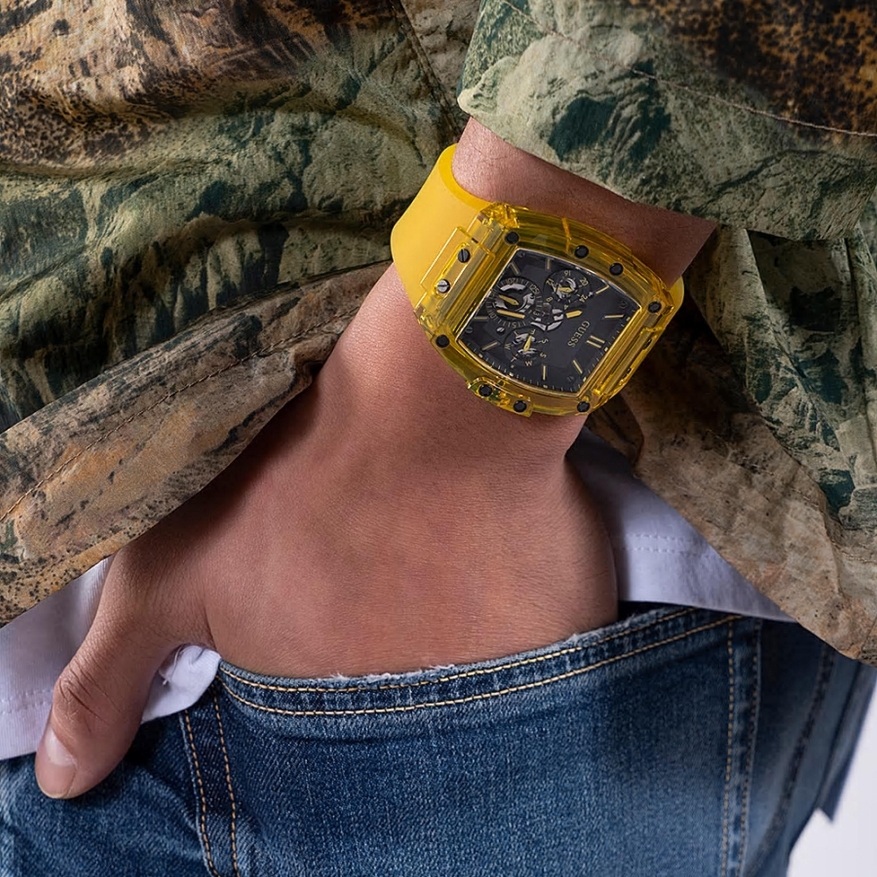Guess Men's Yellow Chronograph Silicone Strap Watch - GW0203G6 | 43 MM-men-watchesandjewellery-watches-image-4