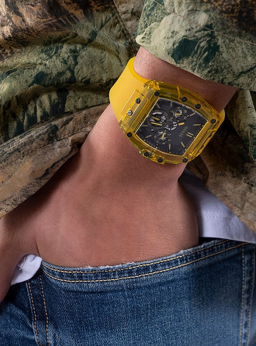 Guess Men's Yellow Chronograph Silicone Strap Watch - GW0203G6 | 43 MM-men-watchesandjewellery-watches-image-4