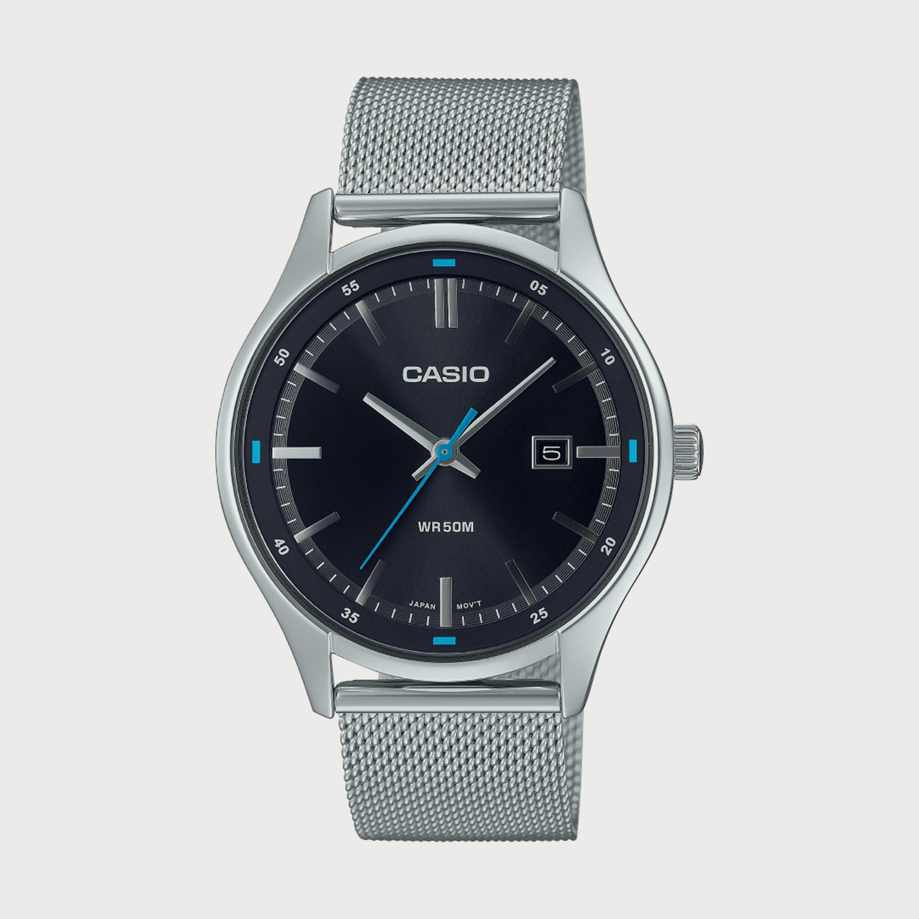 MTP-E710M-1AVDF ساعة أنالوج فضية بسوار ستانلس ستيل من كاسيو للرجال -men-watchesandjewellery-watches-image-1