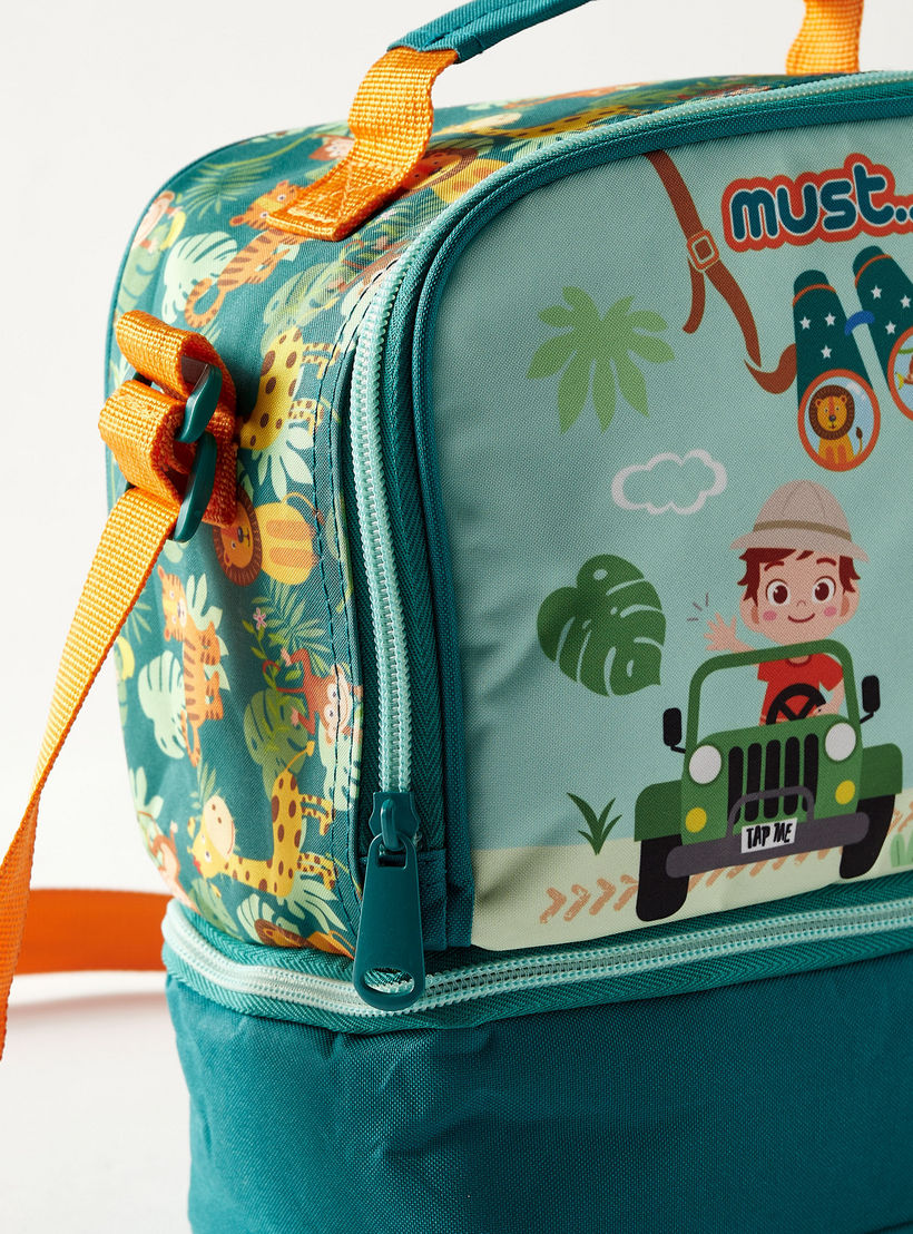 Must Safari Print Insulated Lunch Bag with Adjustable Strap and Zip Closure - 2-Year Warranty-school-lunchessentials-lunchbags-image-4