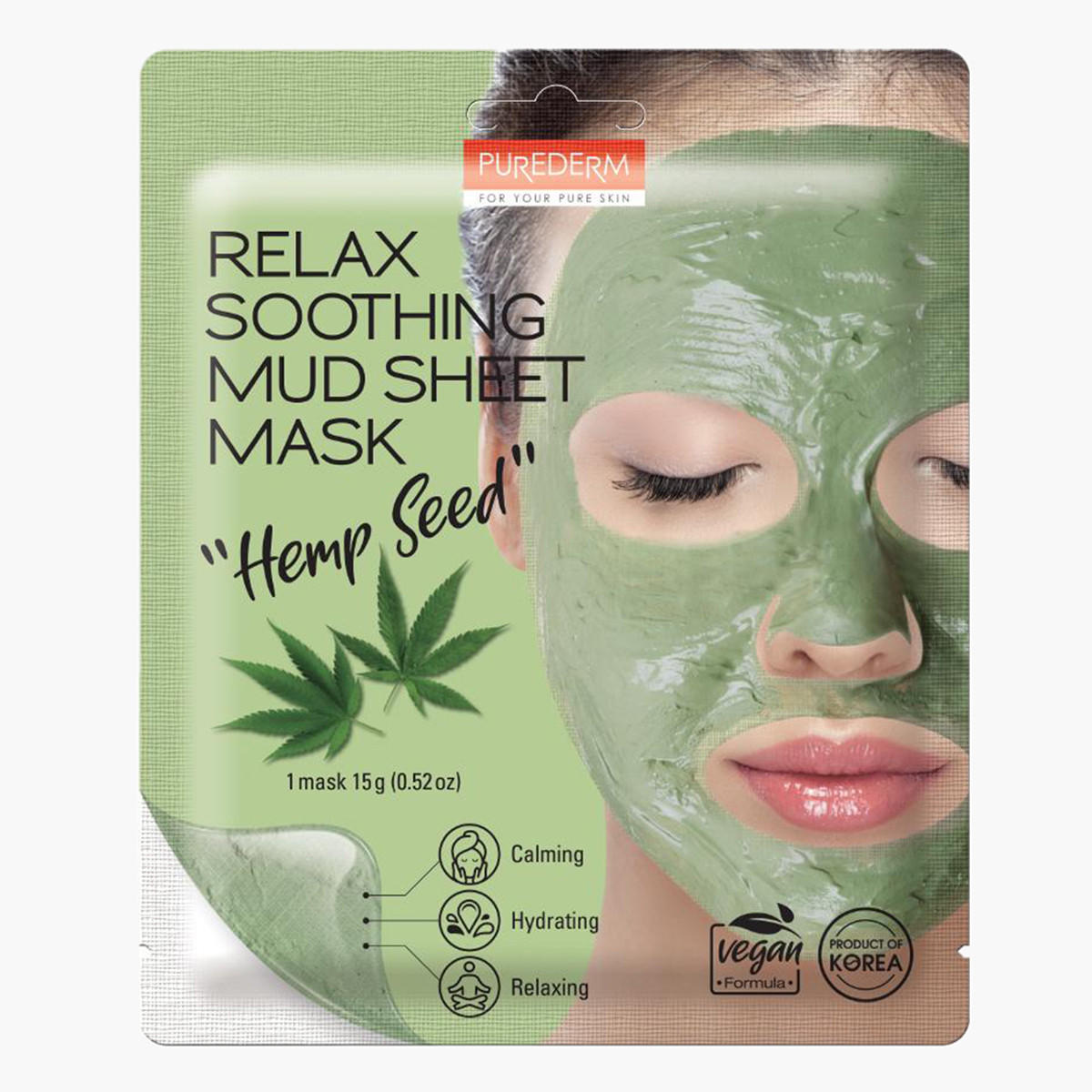 PureDerm Hemp Seed Relax Soothing Mud Sheet Mask - 15 gms-beautyandpersonalcare-kbeauty-skin-masks-sheetmask-image-1