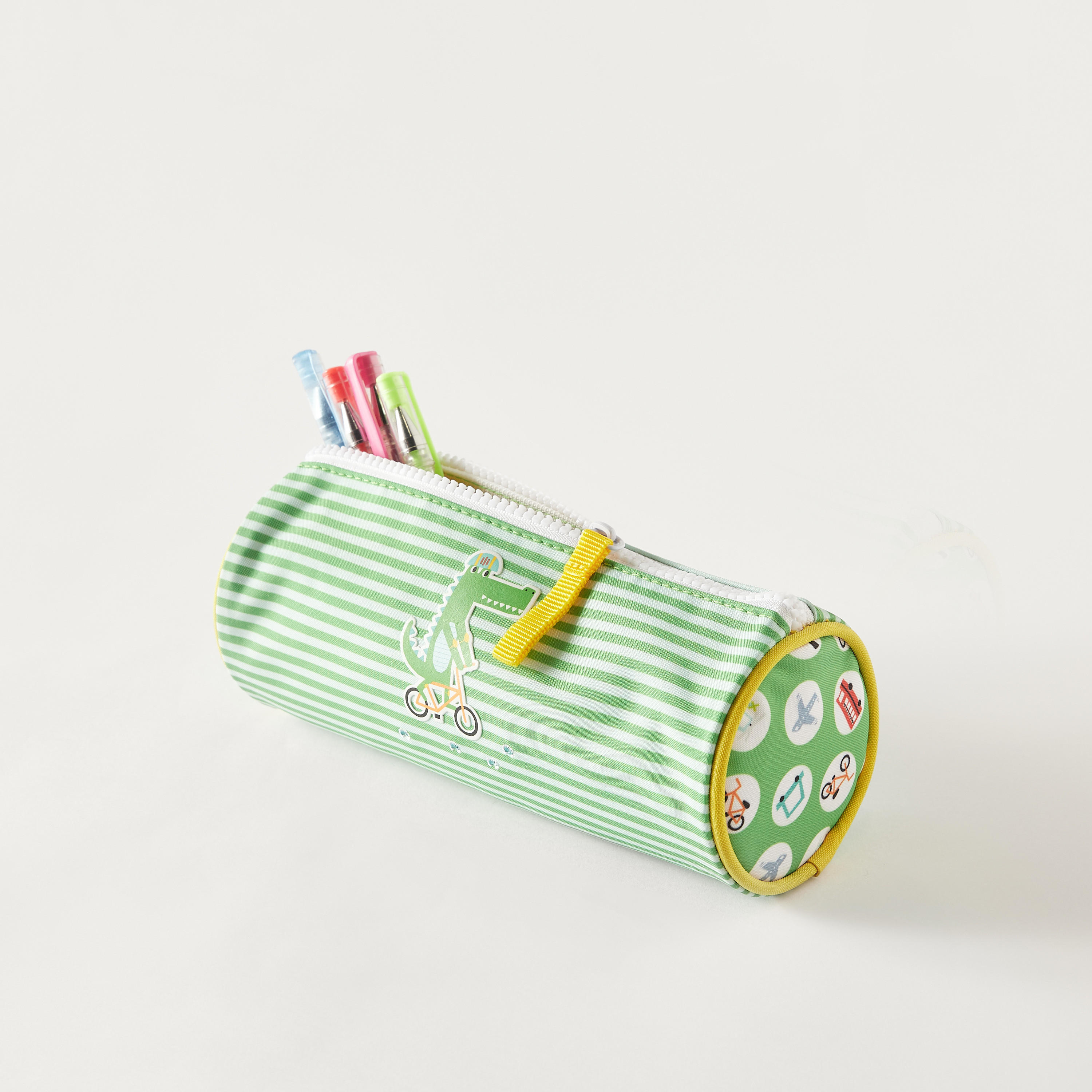 Lemon Ribbon Striped Pencil Case with Zip Closure - 1-Year Warranty-school-stationery-pencilcases-image-4
