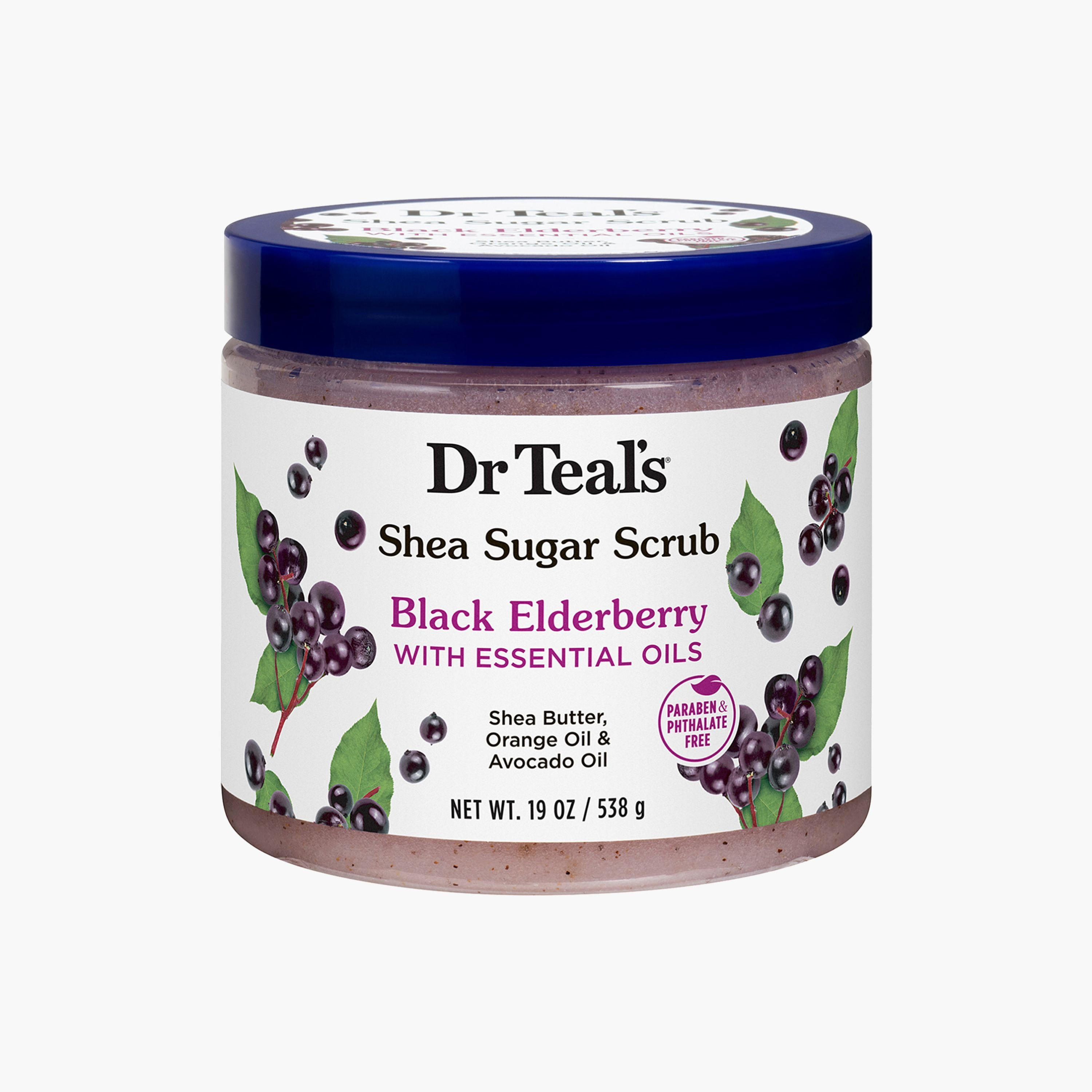 مقشر الجسم بلاك إلدربيري شيا والسكر من دكتور تيلز - 538 جم-beautyandpersonalcare-bathandbody-bathandshower-scrubs-image-1