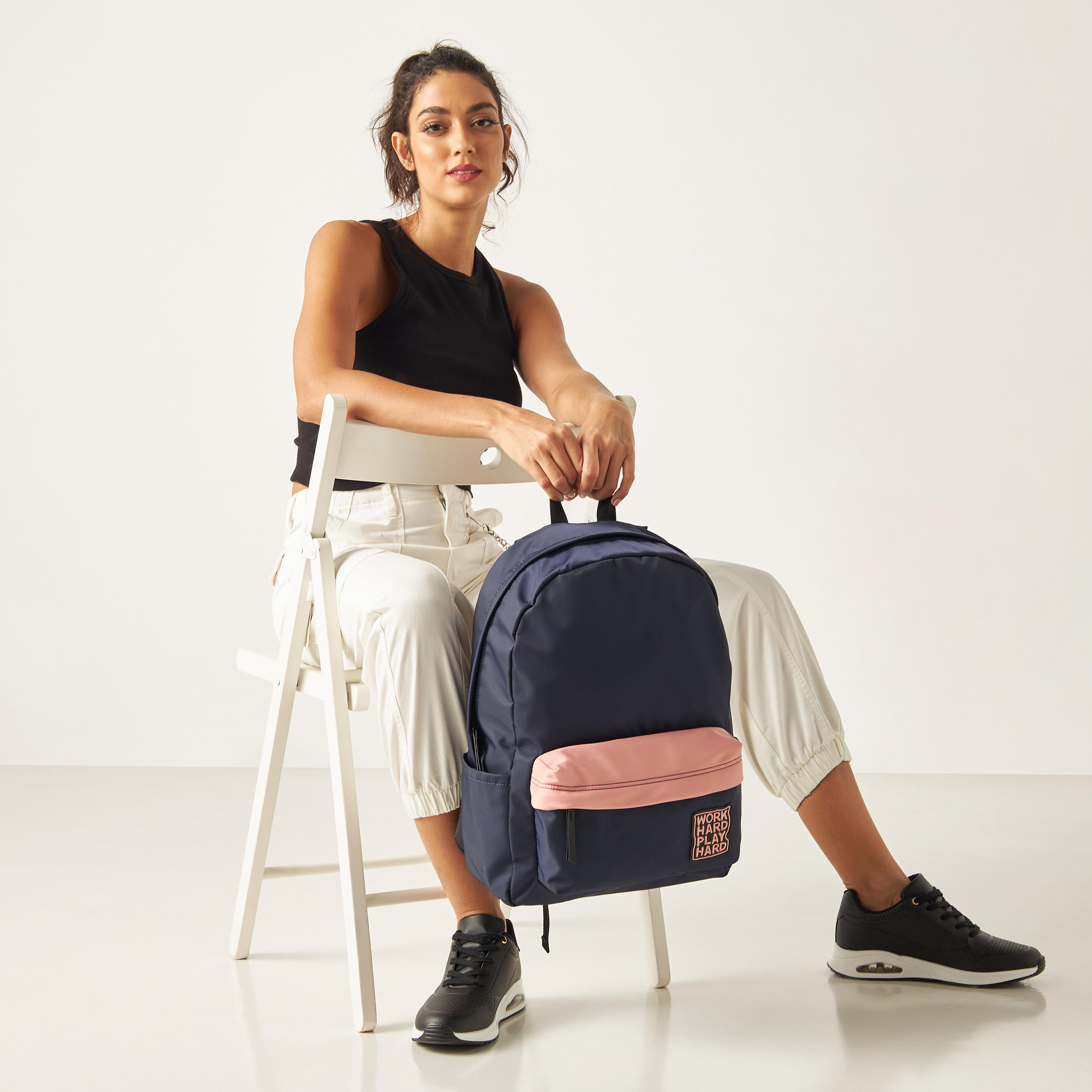 Missy Applique Detail Backpack with Adjustable Straps and Zip Closure - 11x32x42 cm-men-bags-image-5