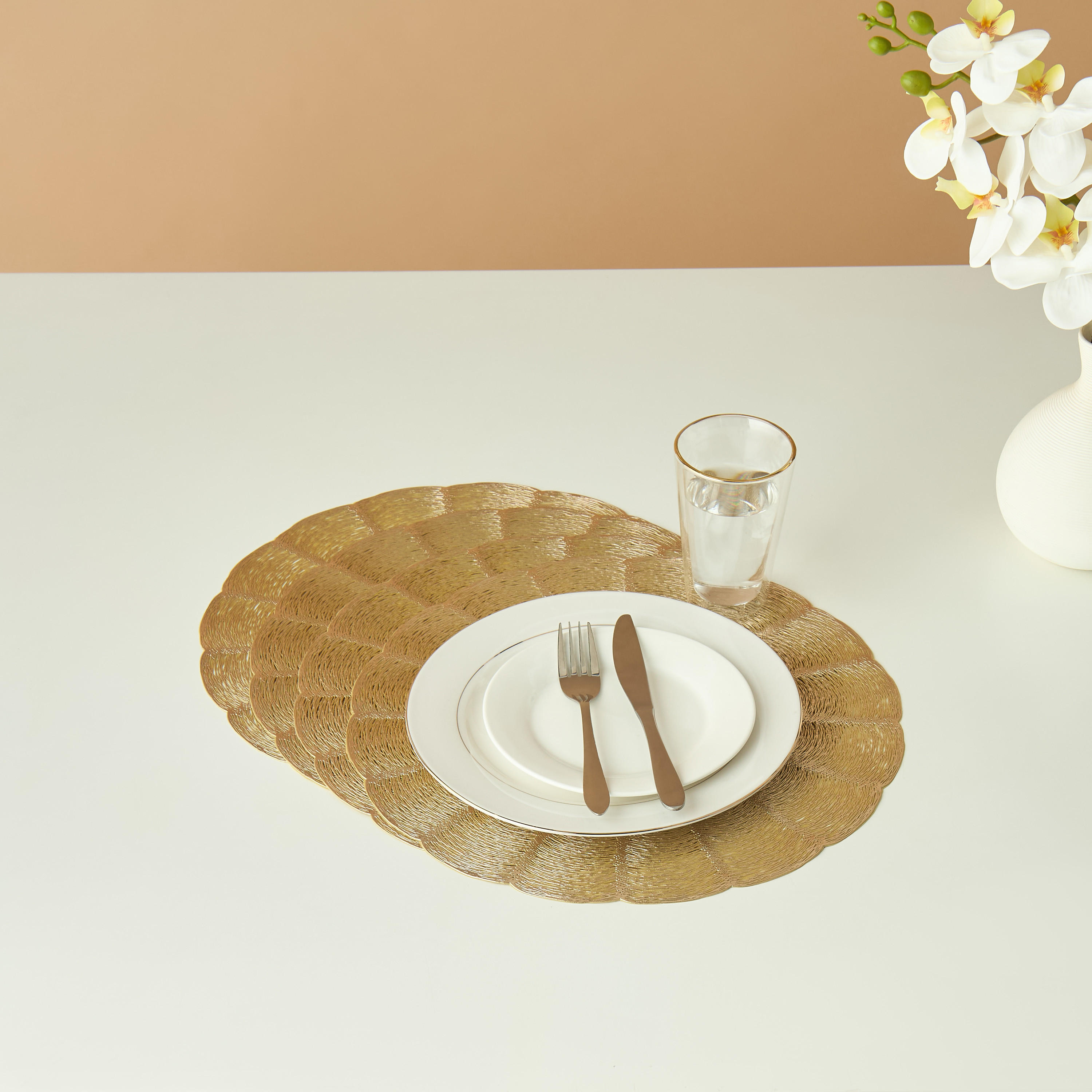 Textured Round Placemat - 38 cms-household-dining-tablelinen-placemats-image-1