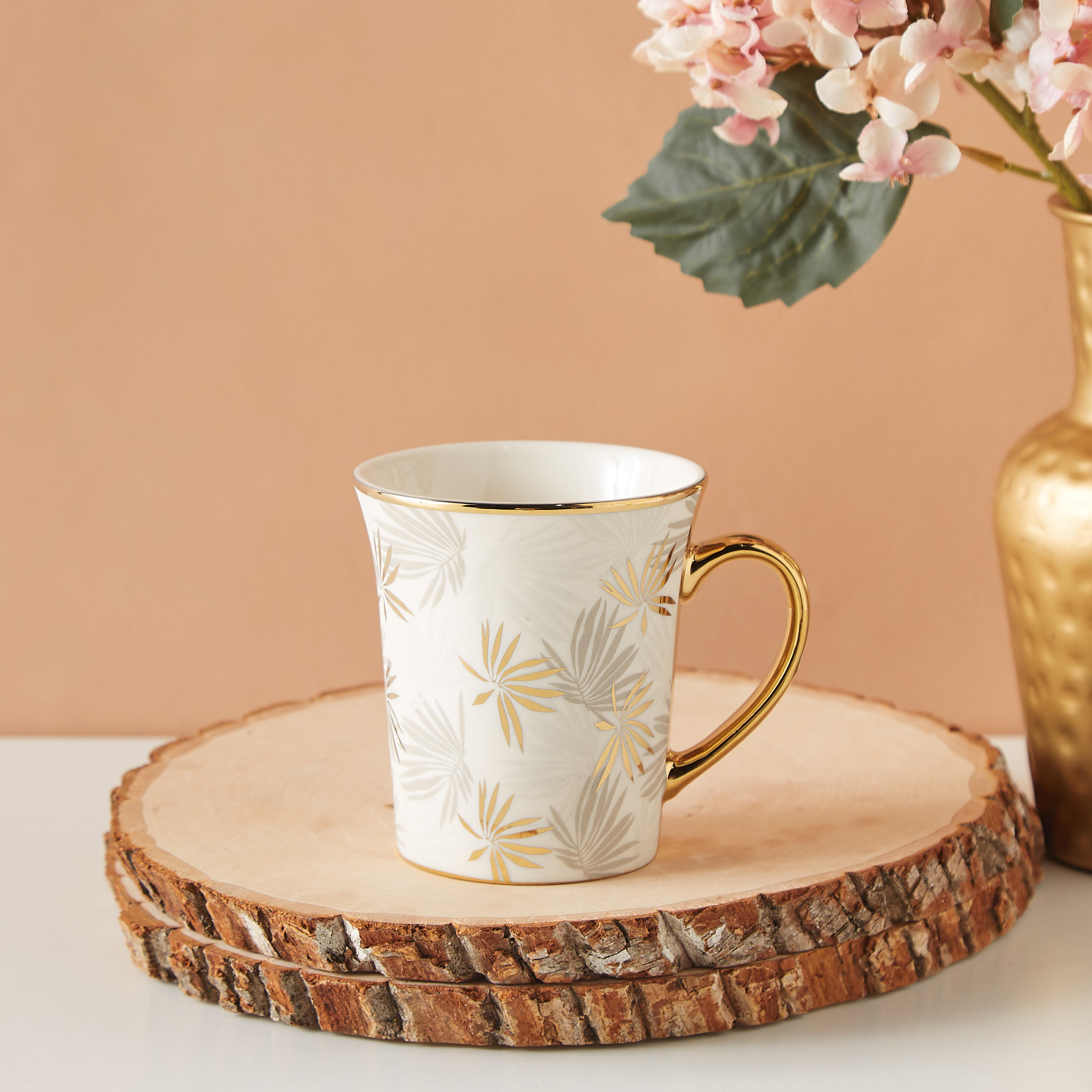 All-Over Leaf Print Bone China Mug - 300 ml-household-dining-teaandcoffee-mugsandcups-image-1