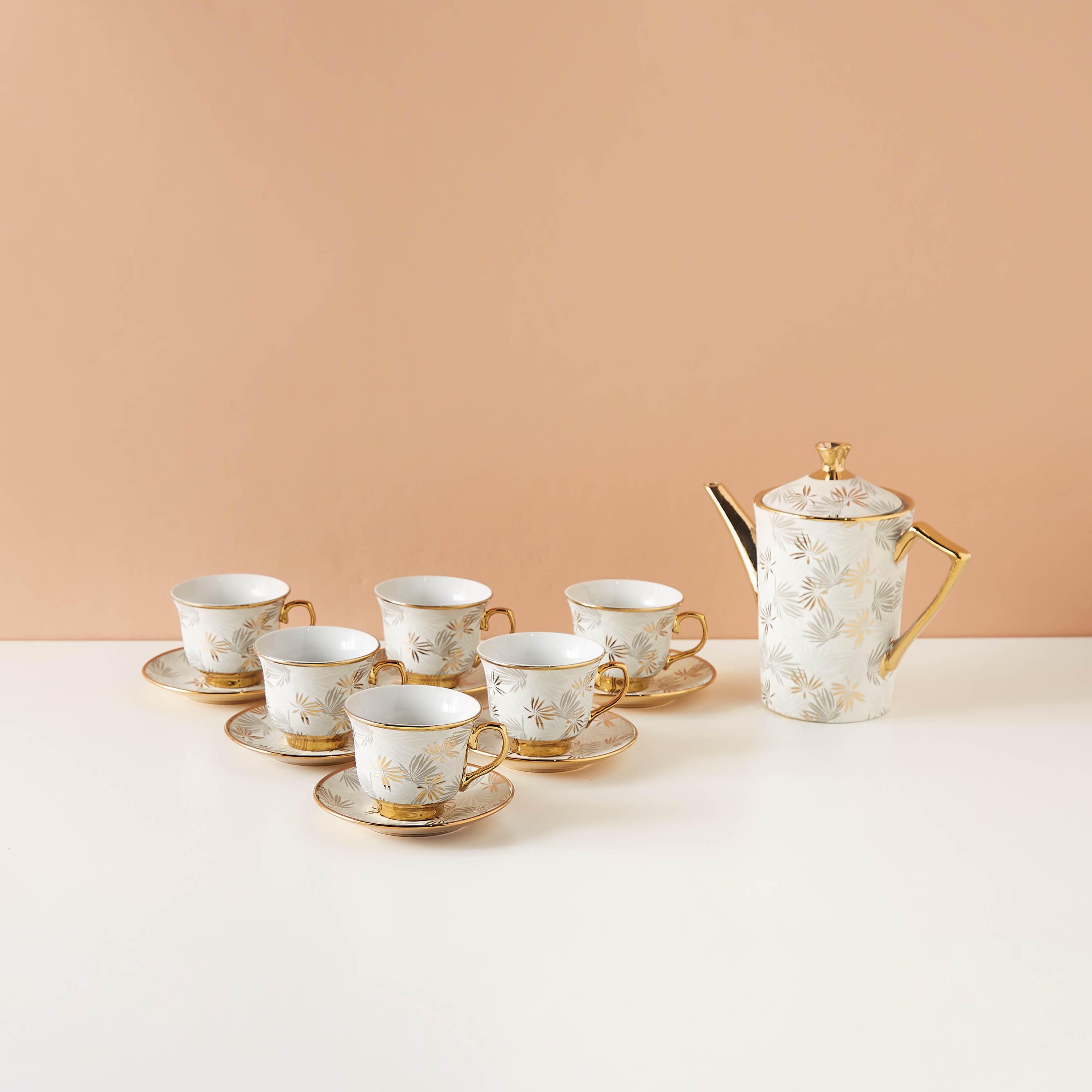 Floral Print 13-Piece Cup and Saucer Set-household-dining-teaandcoffee-teaandcoffeesets-image-2