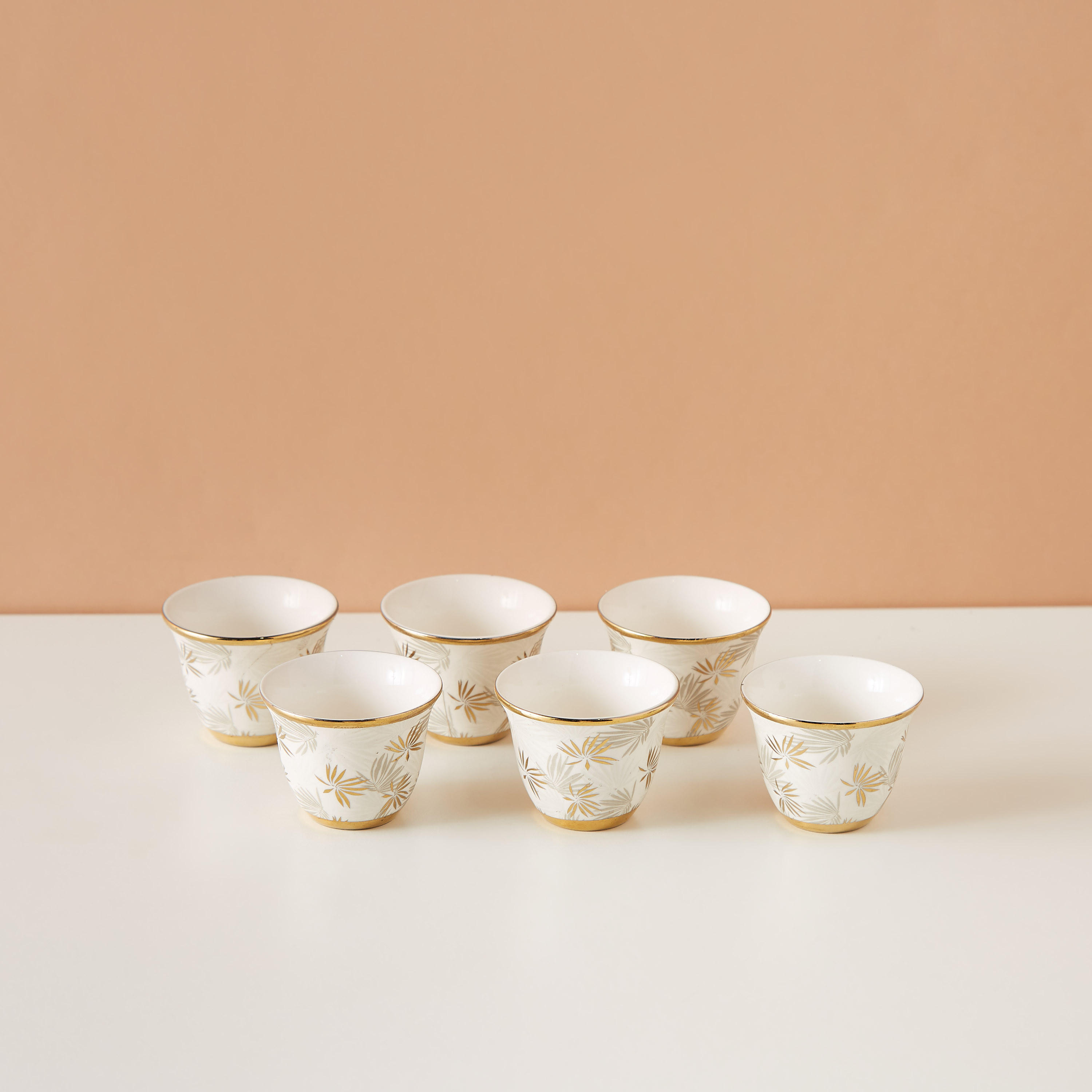 Floral Print 6-Piece Bone China Cawa Cup Set - 80 ml-household-dining-teaandcoffee-teaandcoffeesets-image-2