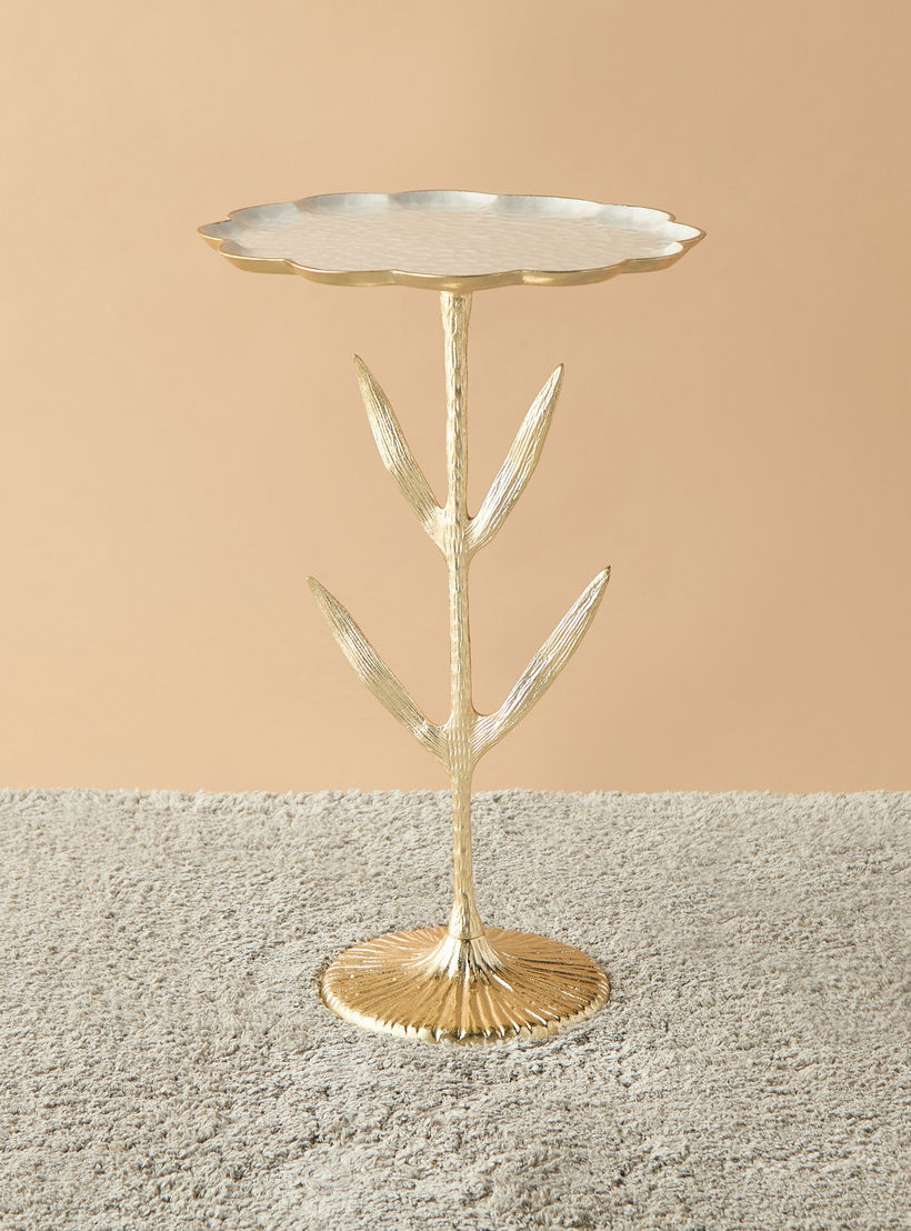طاولة زينة بسطح زجاج مع قاعدة مزينة بالزهور - 35x35x55 سم-furniture-livingroom-sideandendtables-image-1