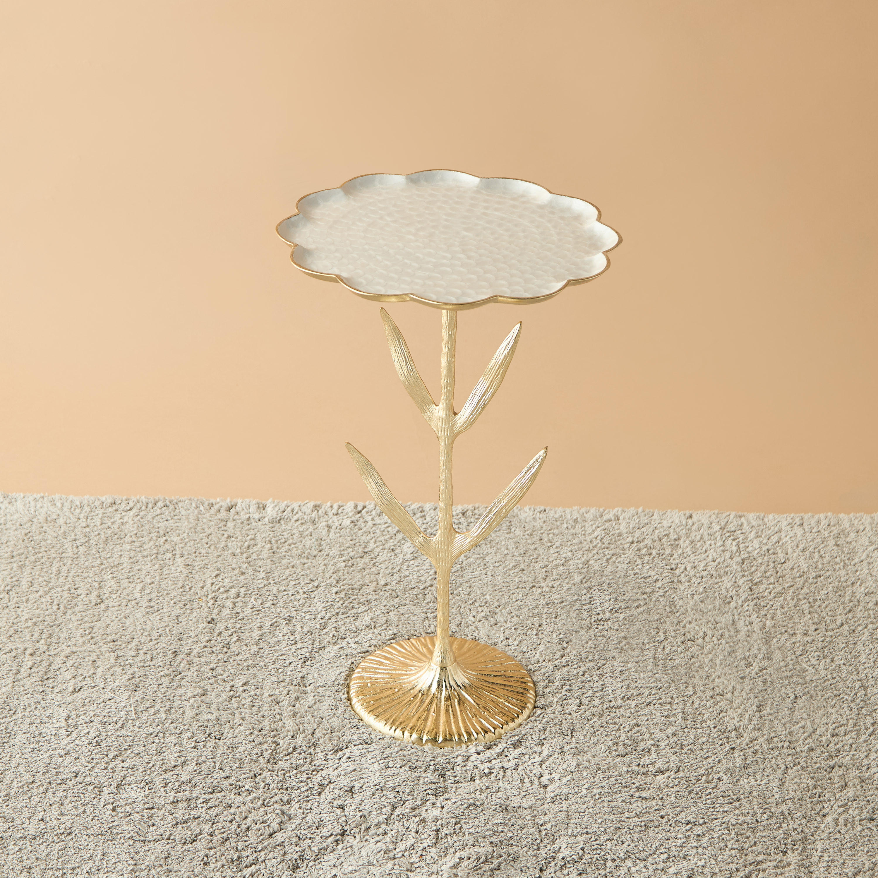 Glass Top Accent Table with Floral Base - 35x35x55 cms-furniture-livingroom-sideandendtables-image-3