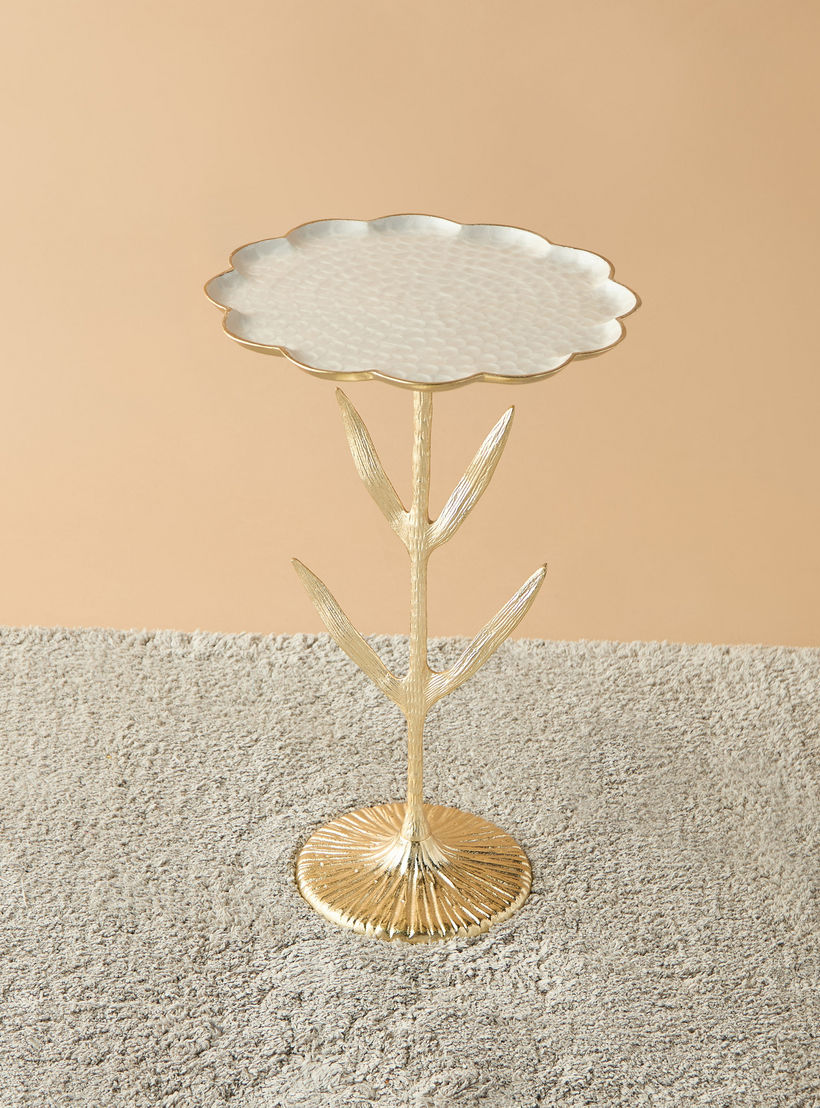 طاولة زينة بسطح زجاج مع قاعدة مزينة بالزهور - 35x35x55 سم-furniture-livingroom-sideandendtables-image-3